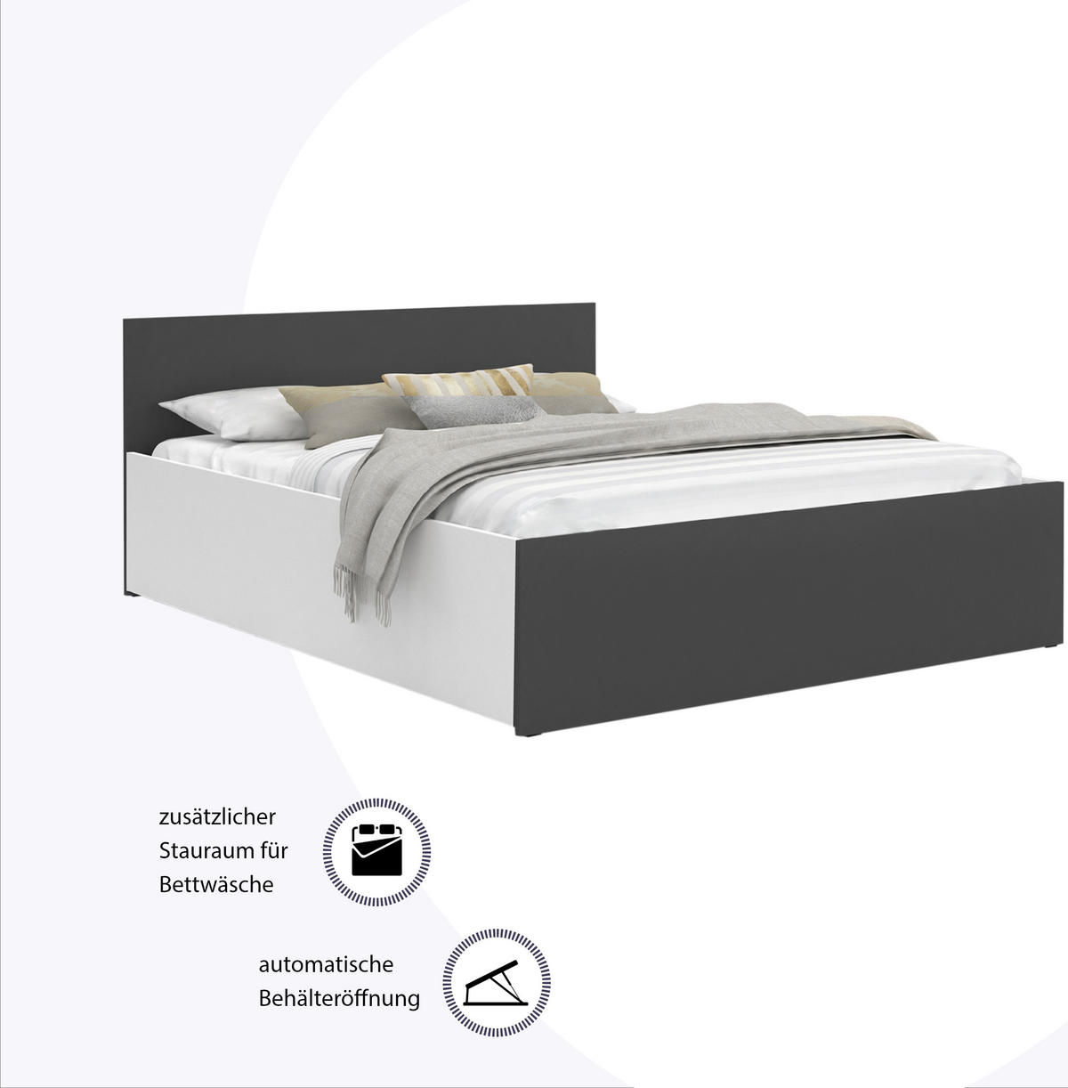 DOPPELBETT Sydney LUX 160x200 cm, Grau/weiß - Weiß/Grau, Textil (160/200cm) - Fedve