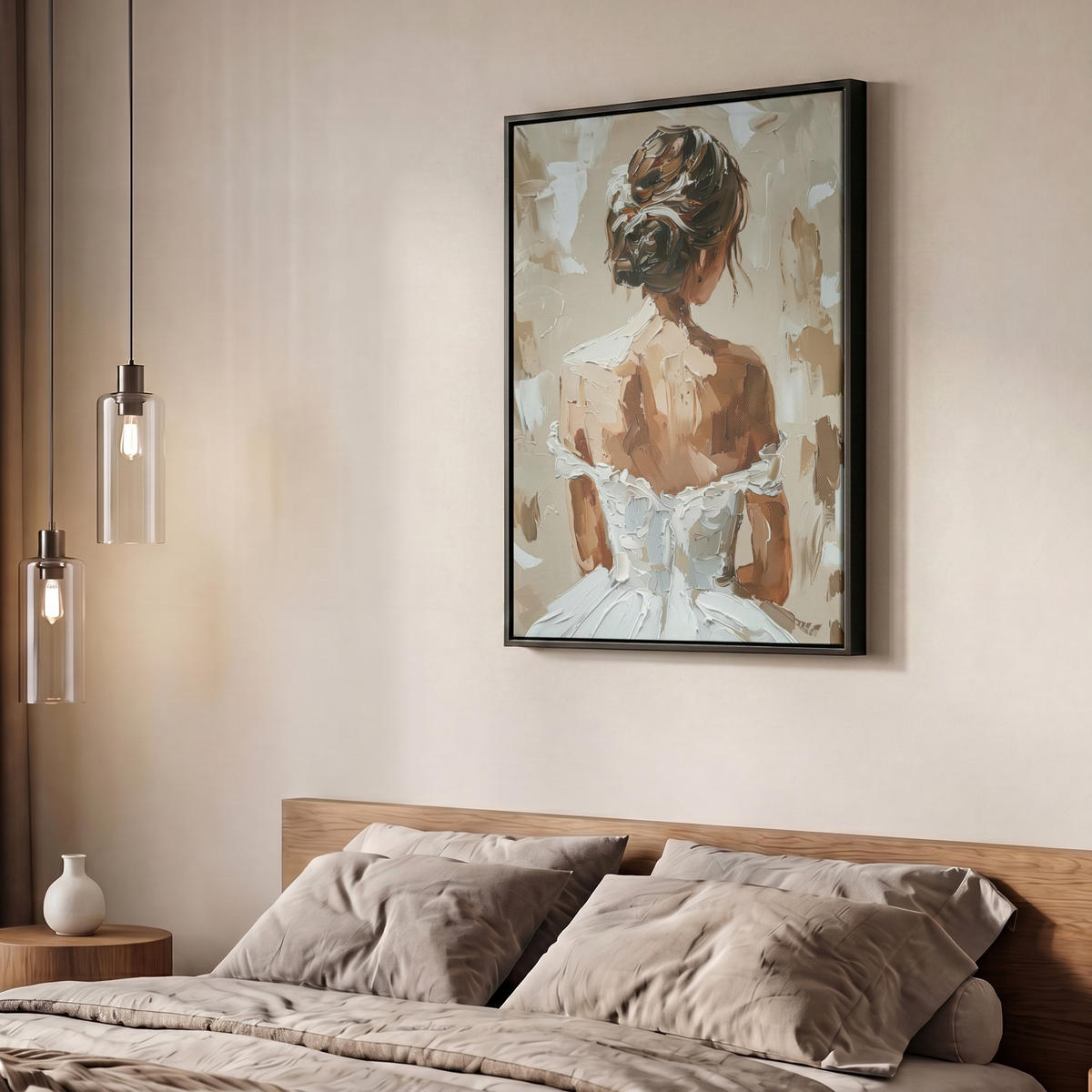 LEINWAND Bilder mit Rahmen - Frau - Farbe - Abstrakt - Beige - Modern - 50x70 - Sandfarben, Textil (50/70cm) - MuchoWow