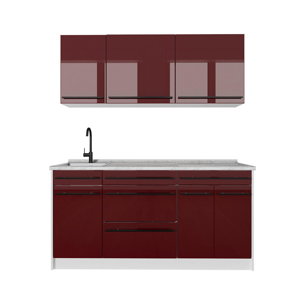 Vicco Singleküche Rot, Weiß 160x81.6x46 cm