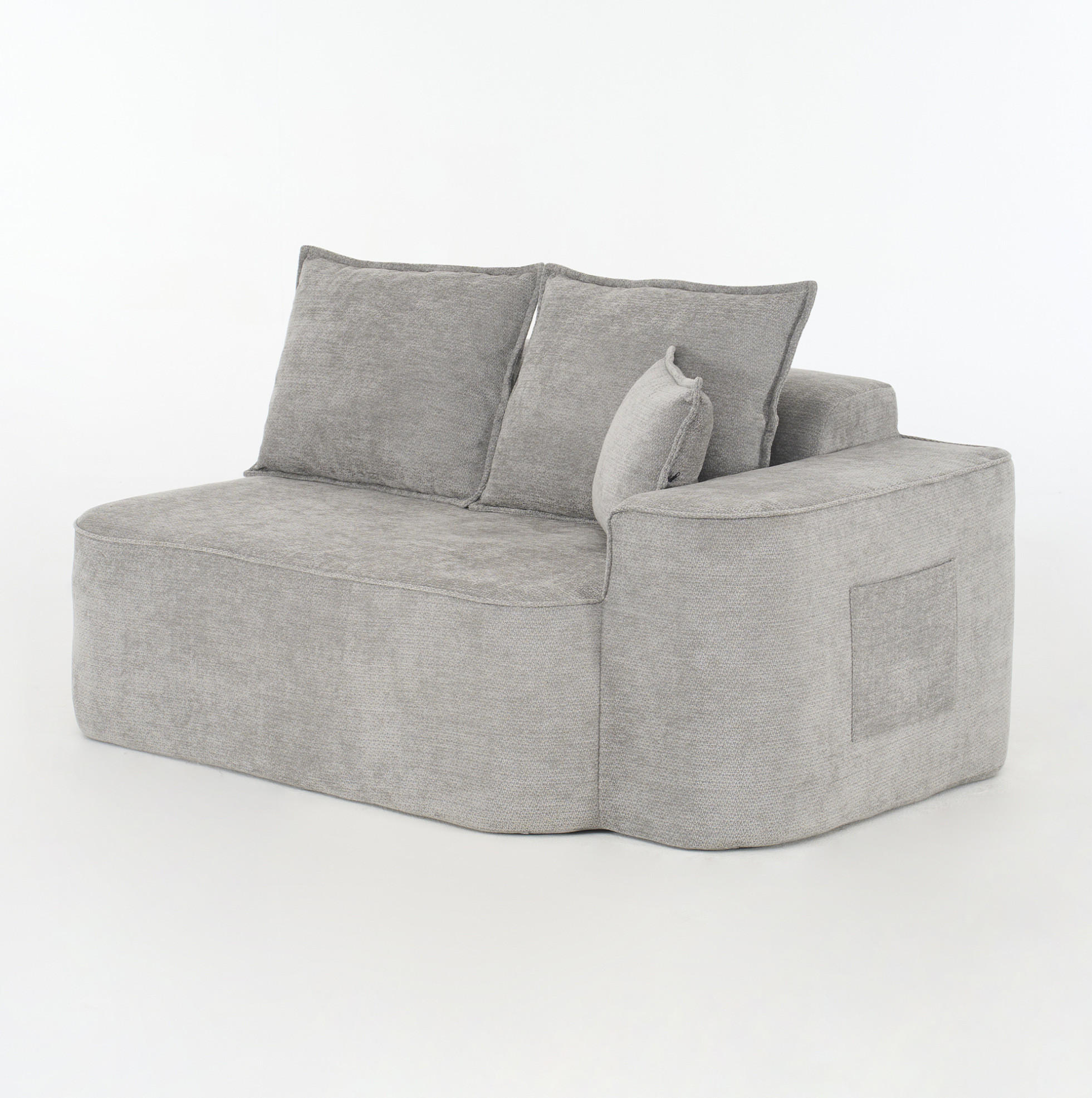 2-SITZER Sofa aus Chenille in Grau mit Seitentaschen - Grau, Textil (95/65/150cm) - Modfu
