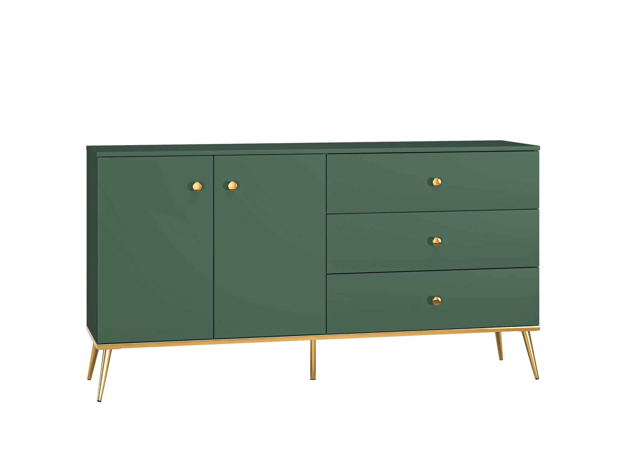 SIDEBOARD FORT Grün, Gold 160x40x85 cm - Goldfarben/Grün, Holzwerkstoff (160/85/40cm) - FURNLUX