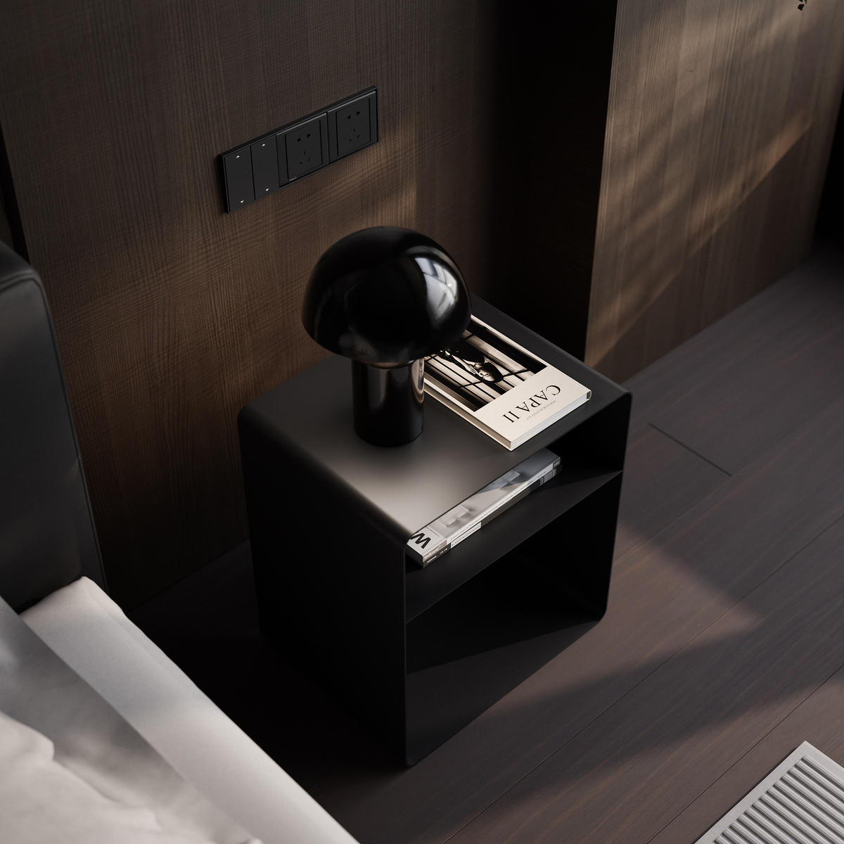 NACHTSCHRANK LANA 45/35/50 cm Schwarz - Schwarz, Metall (45/50/35cm) - Idohome