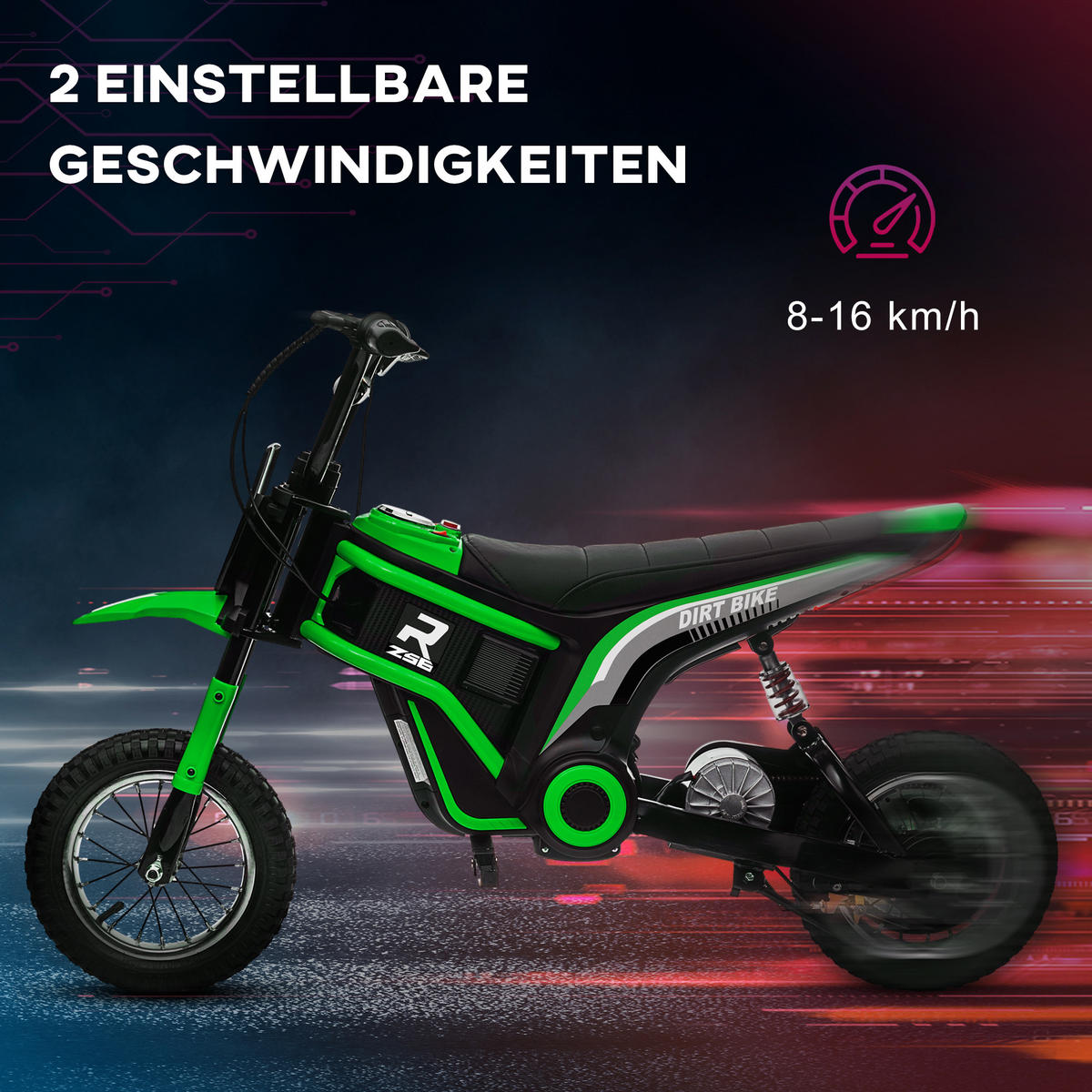 KINDER Elektro-Motorrad - Grün, Kunststoff/Metall (119/64/76.5cm) - HOMCOM