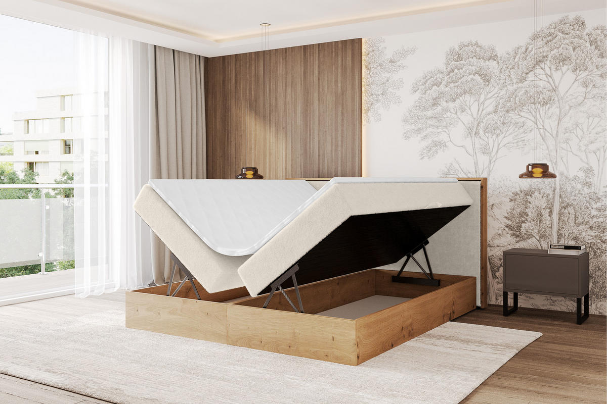 BOXBETT LOLLI9 - 200x200 - H3 Hellbeige - Sandfarben, Holzwerkstoff (200/200cm) - ALTDECOR