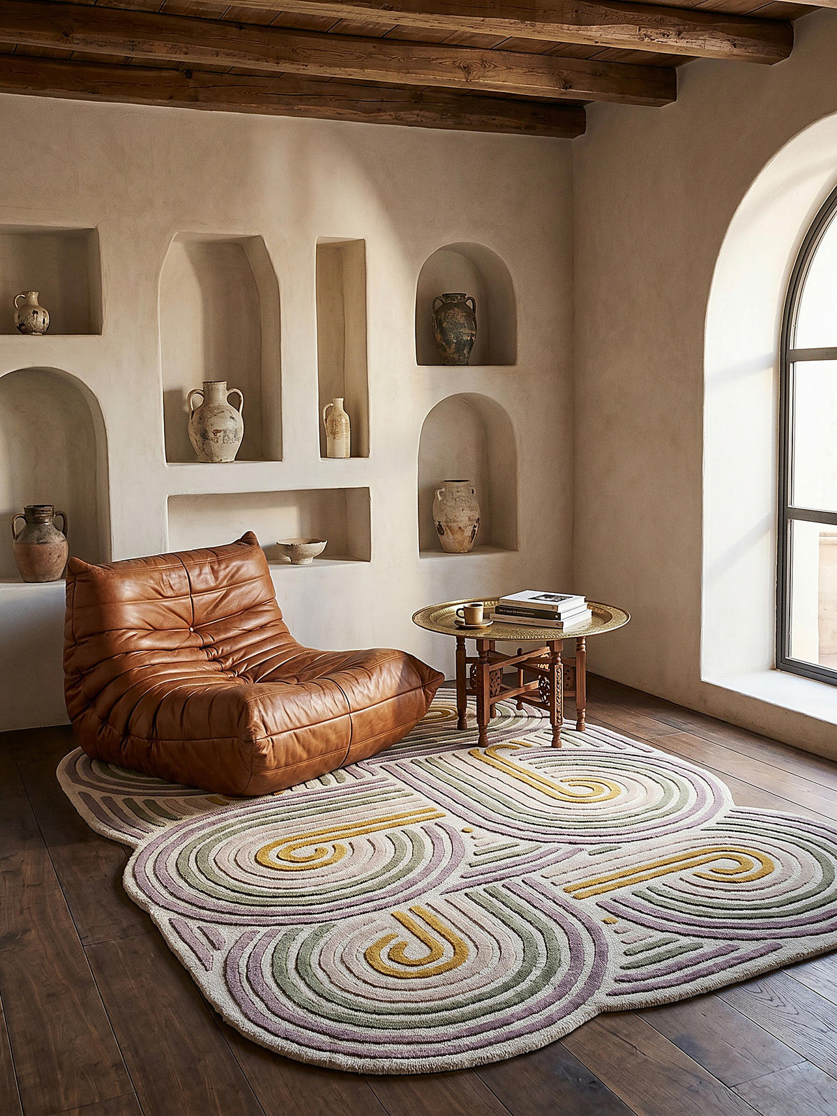 WOLLTEPPICH SOAR, abstrakt, Grün, 160 x 230 cm - Beige, Textil (230/160cm) - KADIMA DESIGN