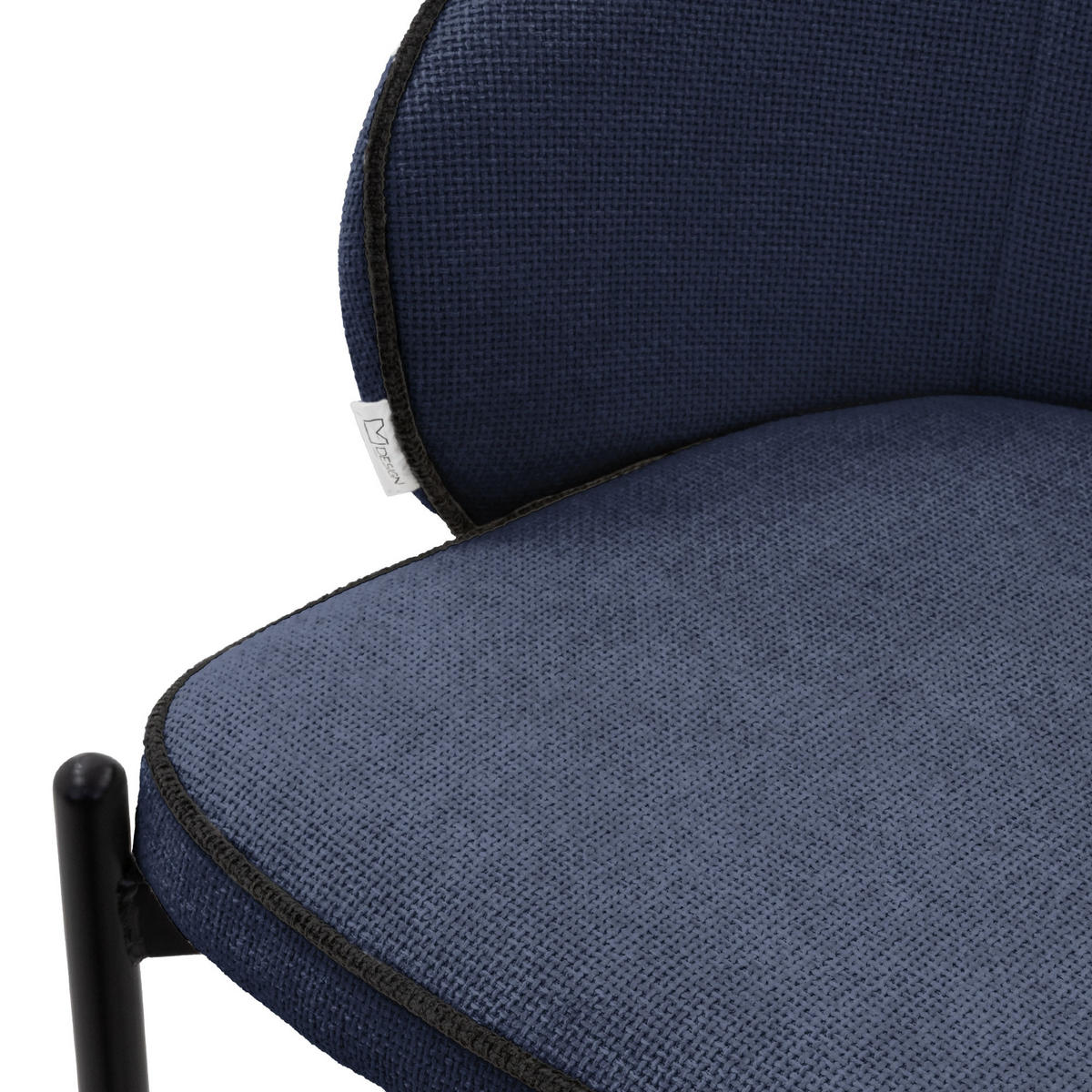 BARHOCKER 4er Set Dunkelblau mit Stoffbezug - Schwarz/Dunkelblau, Textil/Metall (50/101/54cm) - ML-DESIGN