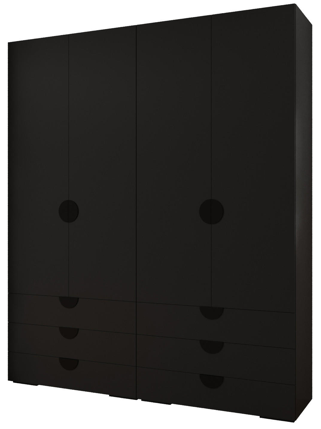 Abiks Möbel Garderoben-Set Schwarz, Schwarz 200x236.7x47 cm