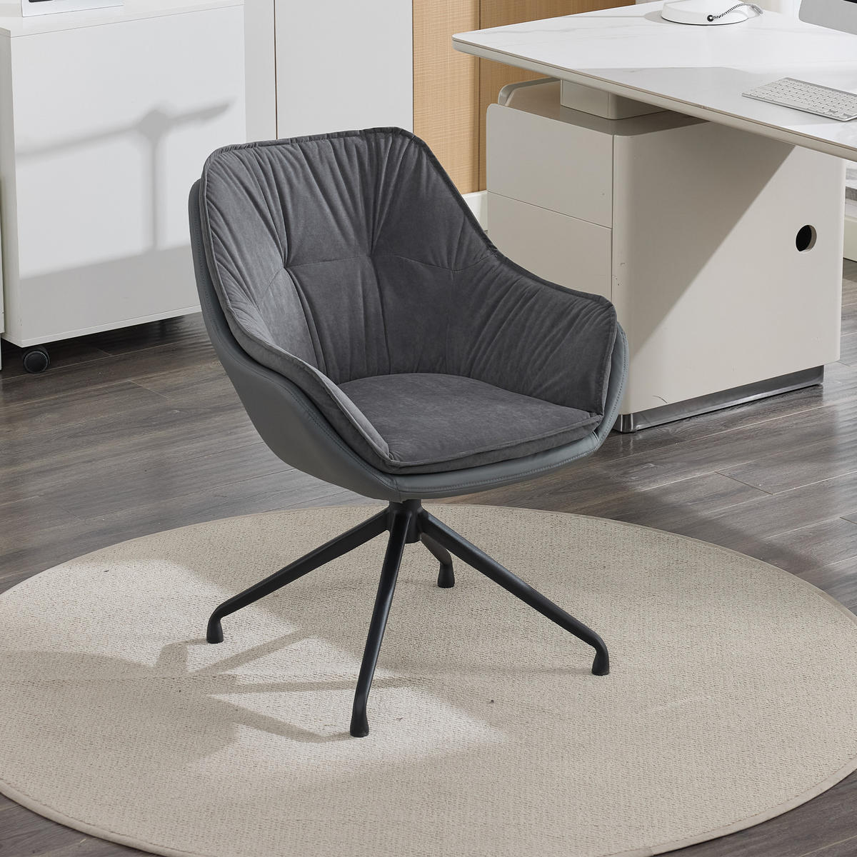 STUHL Kunstleder mit 360°-Drehfunktion, DE-42311, Grau - Grau, Metall (66/80/67.5cm) - ComfortXL
