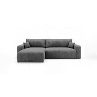 ROHOVÁ pohovka BERLIN levá tmavě šedá manšestr Poso 60 - funkce spaní, úložný prostor - antracitová, textil (285/185cm) - Cornero