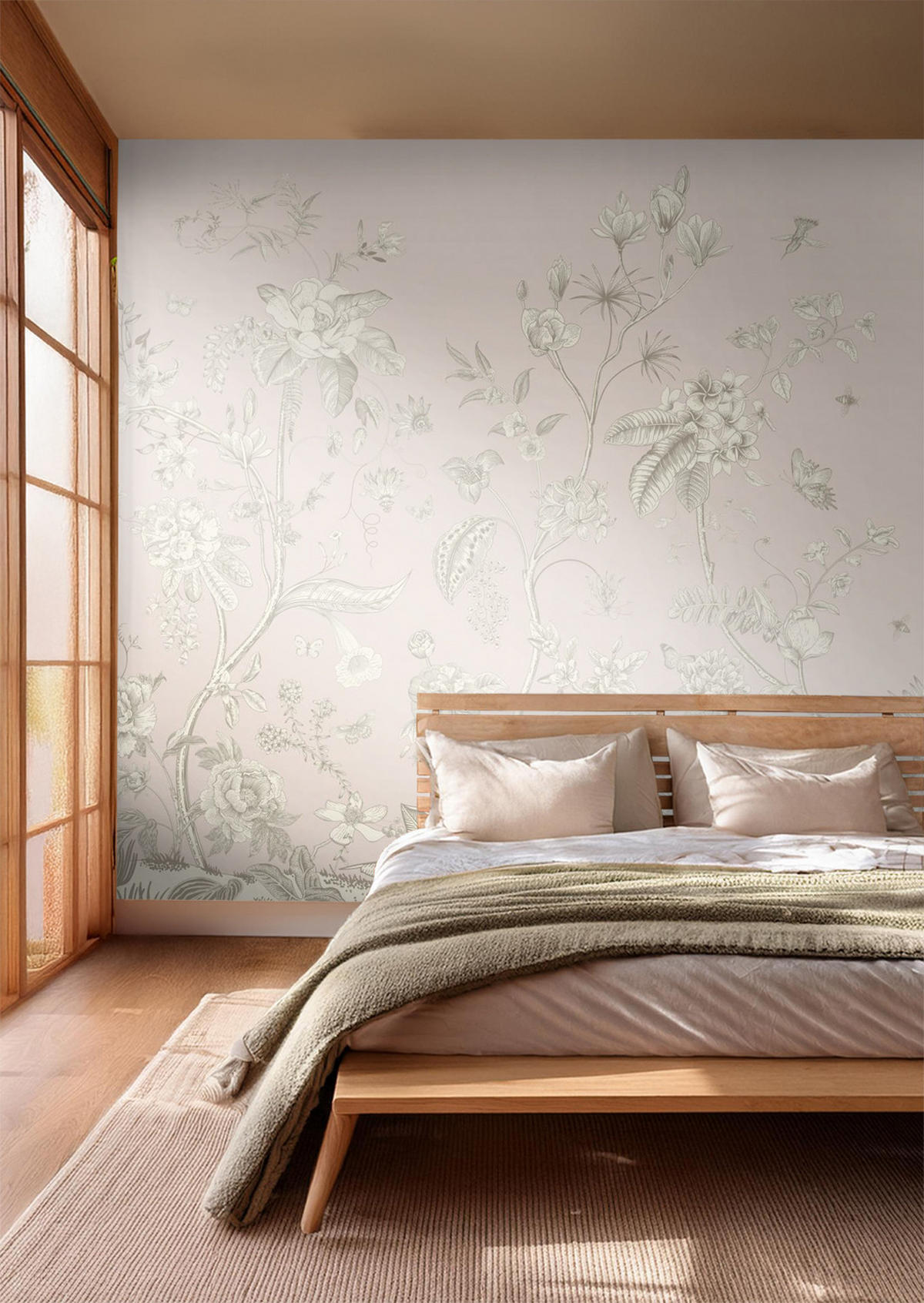 FOTOTAPETE Blumenmuster 270 x 375 cm - Beige, Papier (270/375cm) - Sanders & Sanders