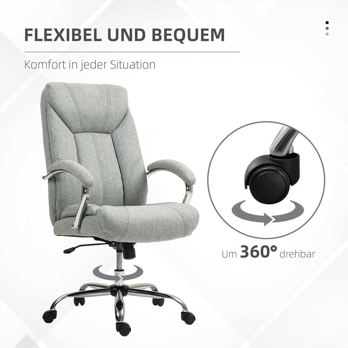 BÜROSTUHL mit Wippfunktion ergonomischer Schreibtischstuhl mit Armlehne - Hellgrau, Kunststoff (78/118/65cm) - Vinsetto