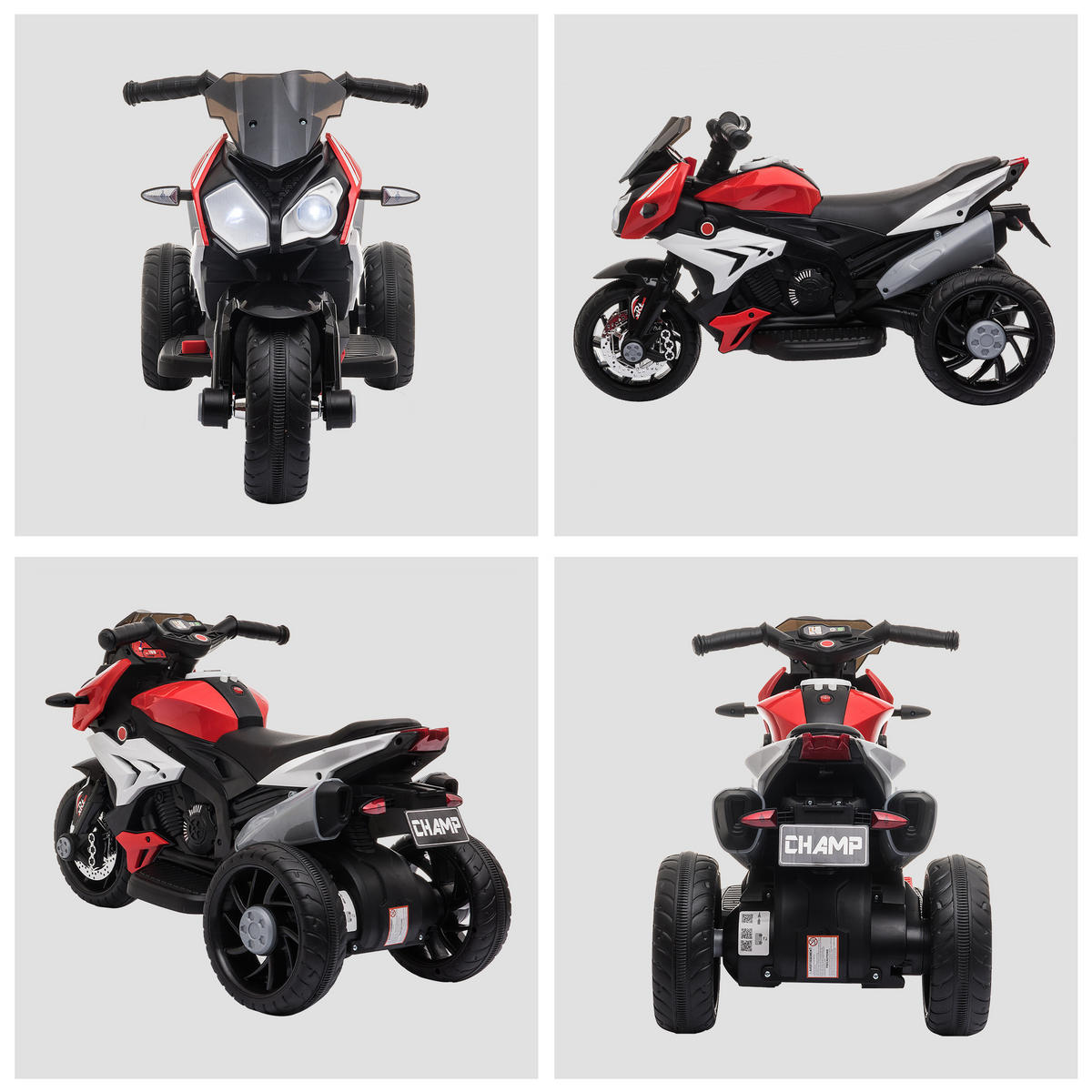 ELEKTRO-MOTORRAD DE-12991 3 Räder Schwarz/Rot - Rot, Kunststoff (86/42/52cm) - ComfortXL