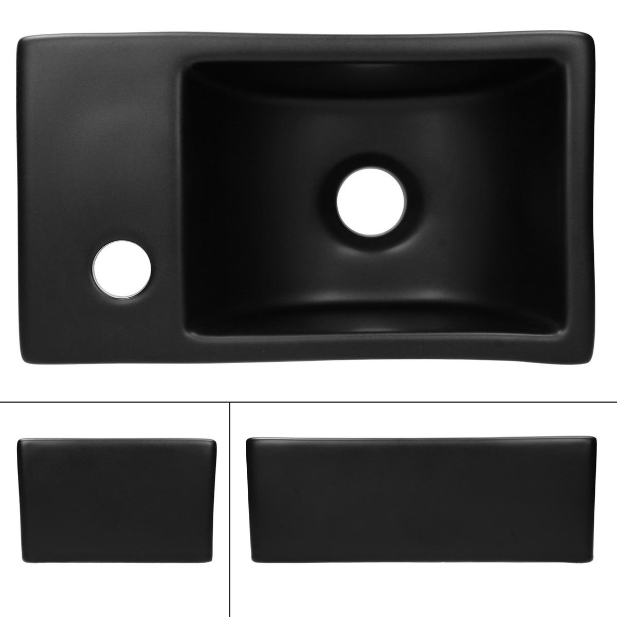 WASCHBECKEN - Schwarz, Keramik (20.5/12.5/35.5cm) - ML-DESIGN