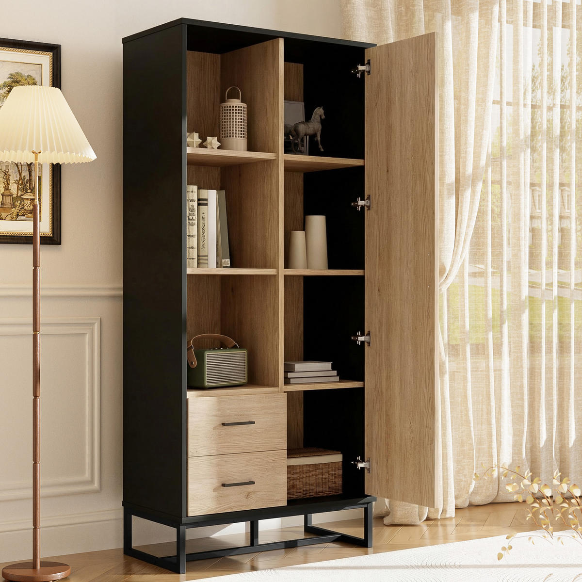 HIGHBOARD 80x40x180 cm Holzoptik schwarz - Schwarz, Holz (80/180/40cm) - Fortuna Lai