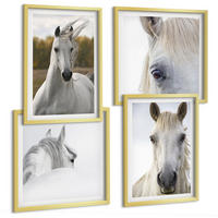 BILDER SET 4er Set - 50x50 cm & 40x60 cm Goldrahmen - Weiße Pferde - Goldfarben, Kunststoff (50/50cm) - TULUP