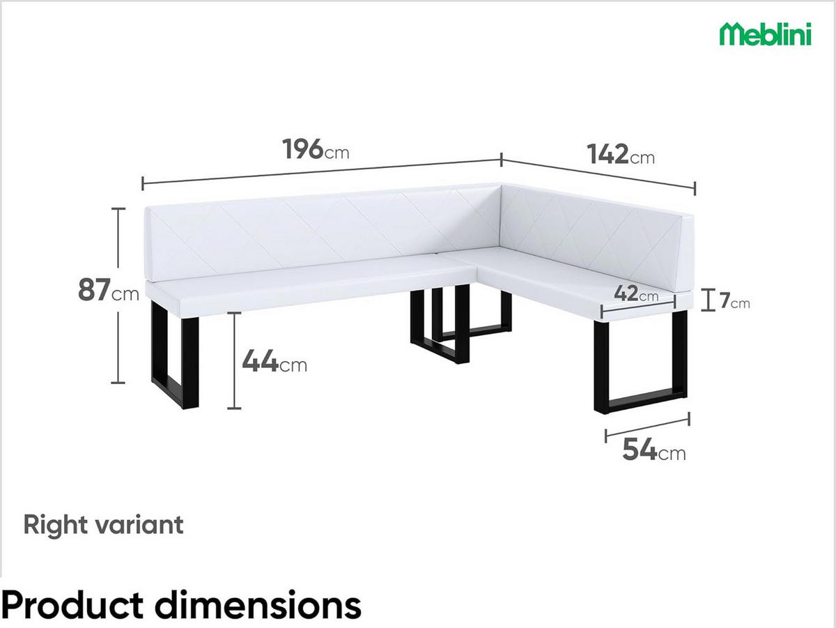 ECKBANK ERIC_U - Weiß, Leder (142/196cm) - Meblini