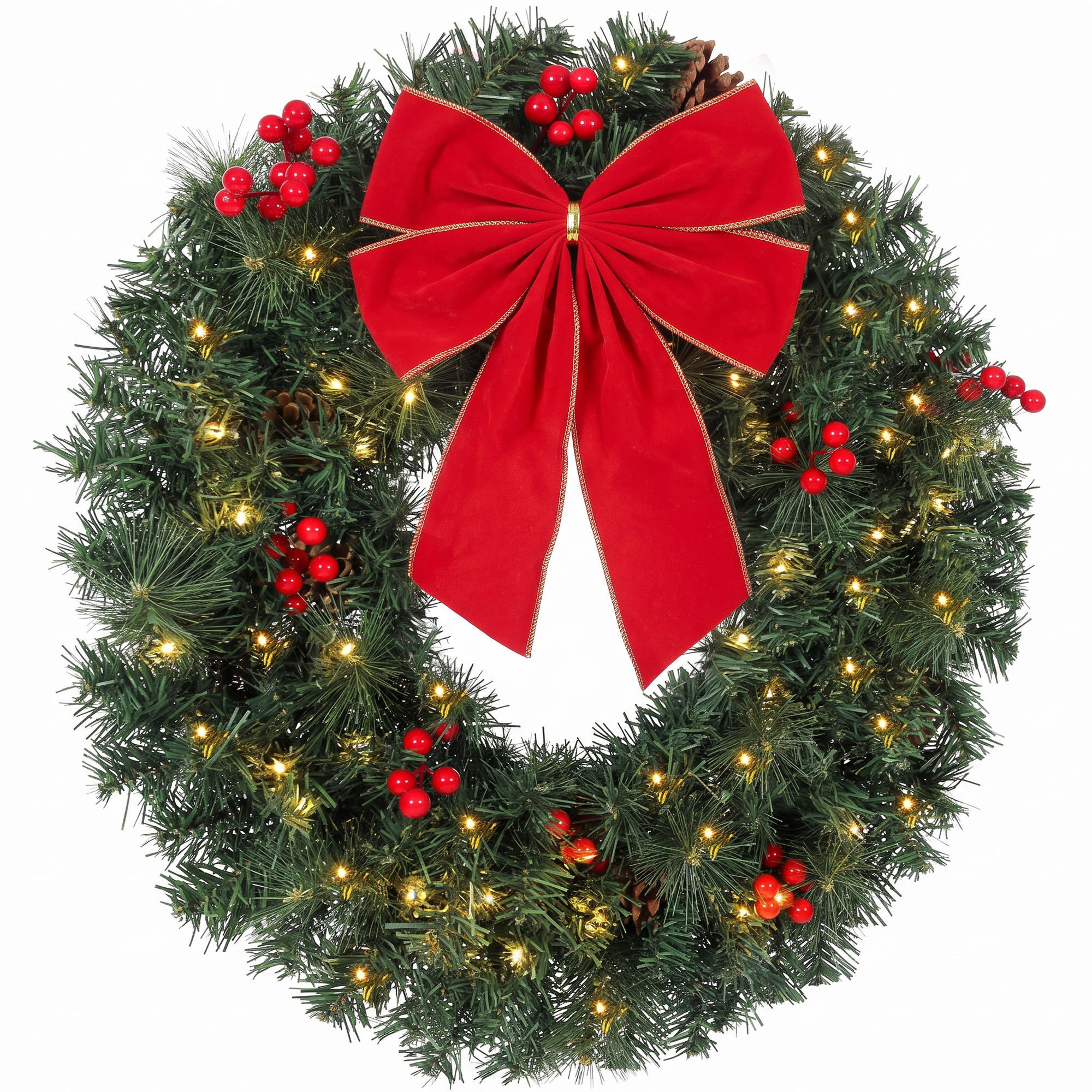 WEIHNACHTSKRANZ PVC Stahl Grün - Grün, Kunststoff (60/12/60cm) - HOMCOM