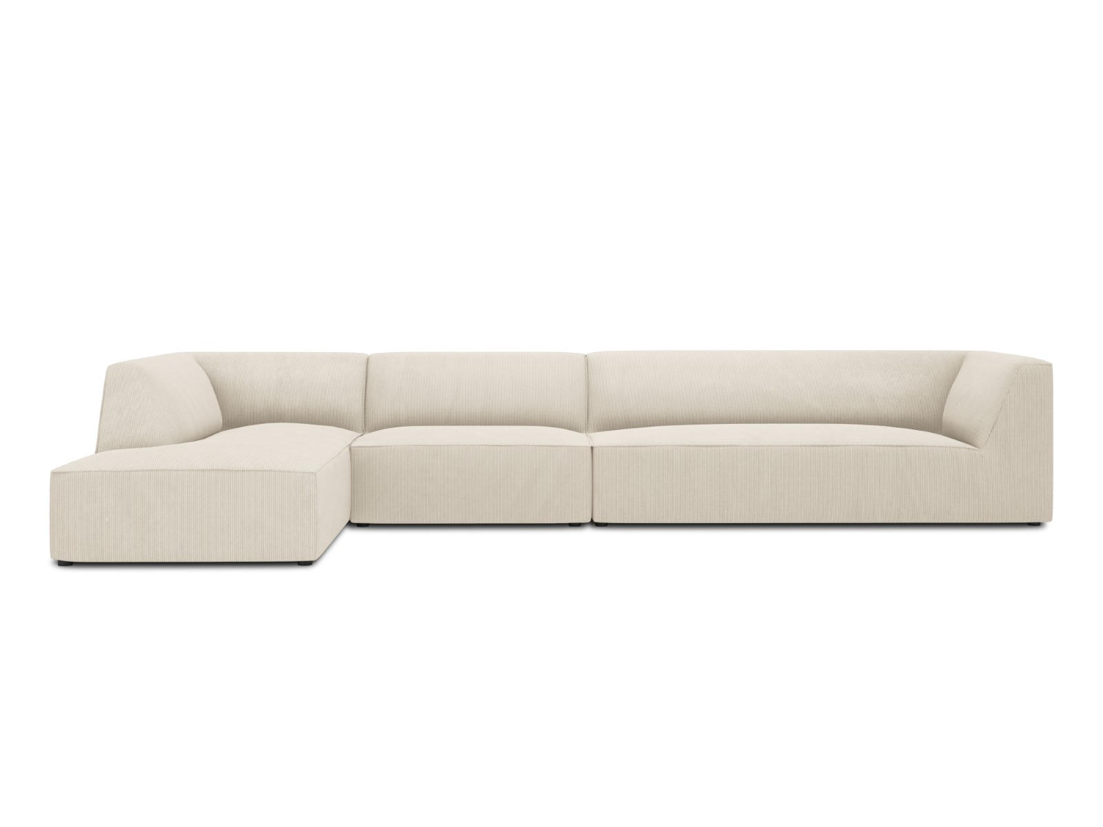 ECKSOFA links Ruby aus Cord leichtes beige 5 Sitzplätze - Creme, Textil (180/366cm) - Micadoni
