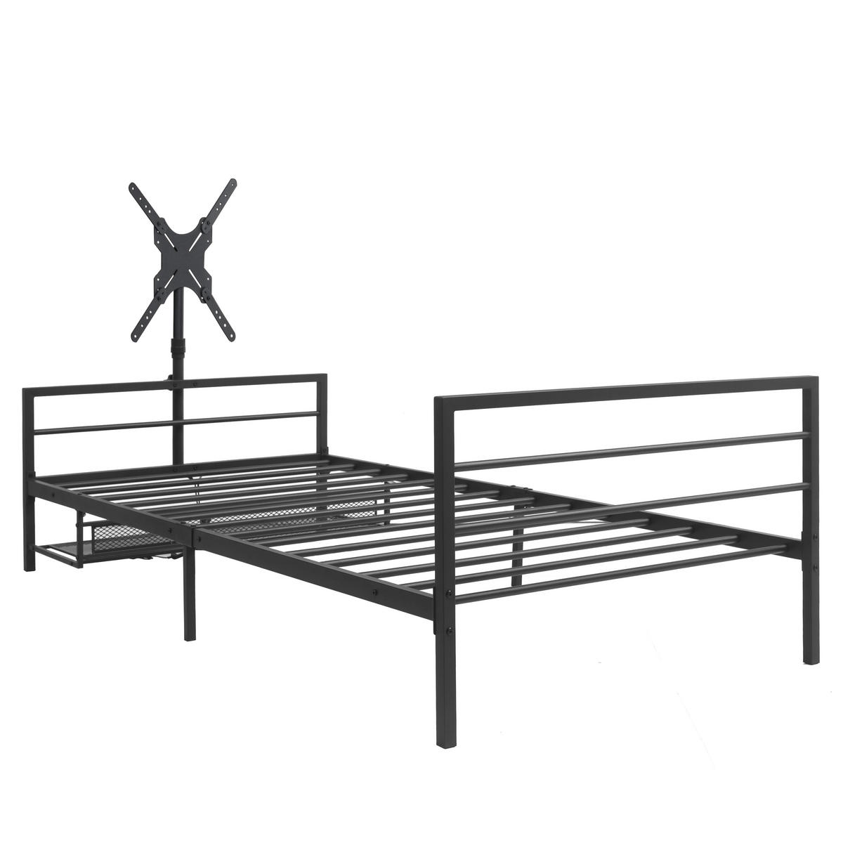 BETT Gaming 206 cm schwarz mit LED-Beleuchtung und verstellbarer Halterung - Schwarz, Metall (90/200cm) - OKWISH