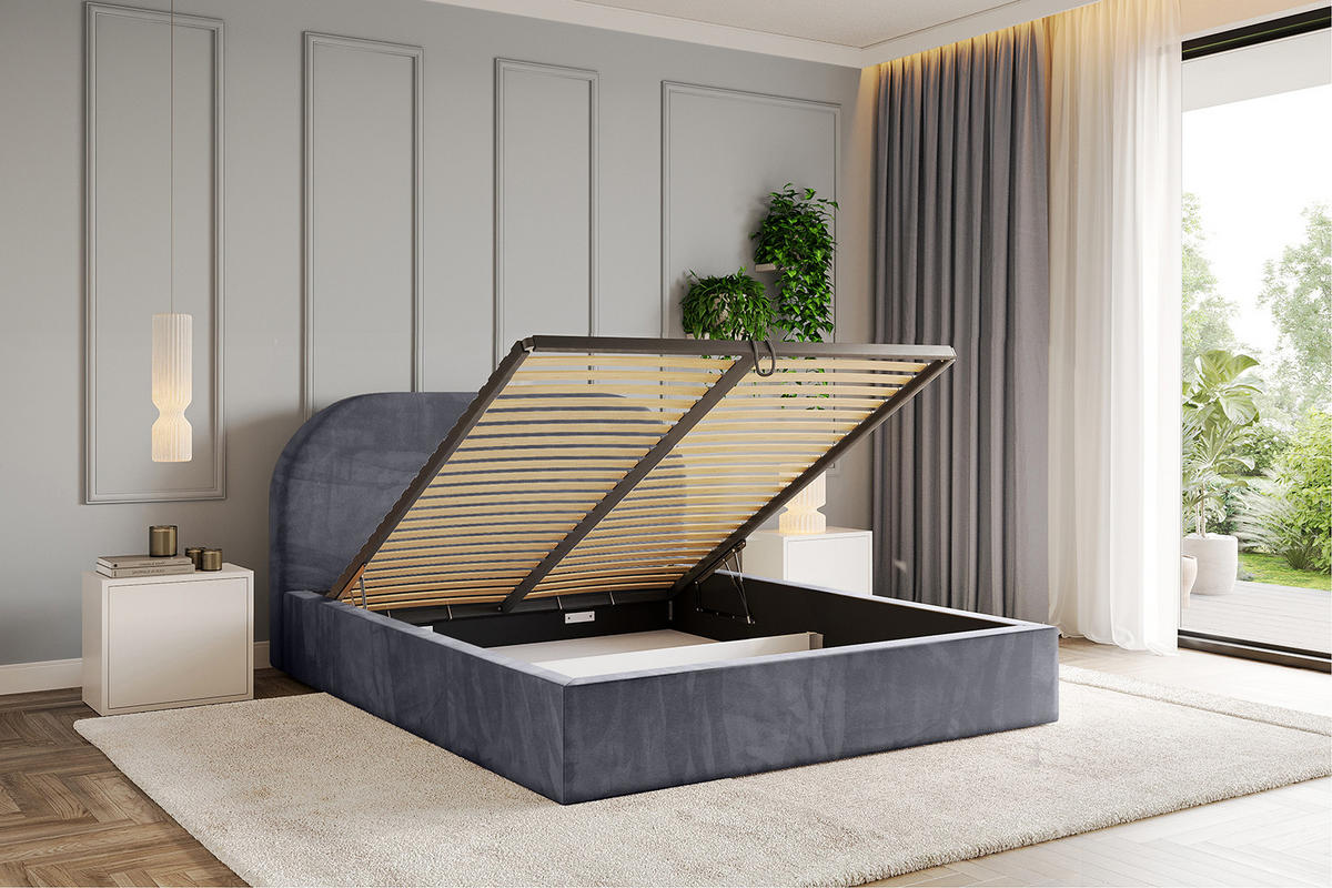 POLSTERBETT mit Bettkasten und Lattenrost, Bett mit Matratze H3/H4 - TIVON 120x200 Dunkelgrau - Dunkelgrau, Holzwerkstoff/Textil (120/200cm) - ALTDECOR