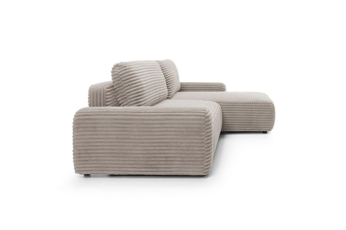 ECKSOFA OSSO Braun Velours-Stoff mit Schlaffunktion - Braun, Holz (264/162cm) - MASSENO