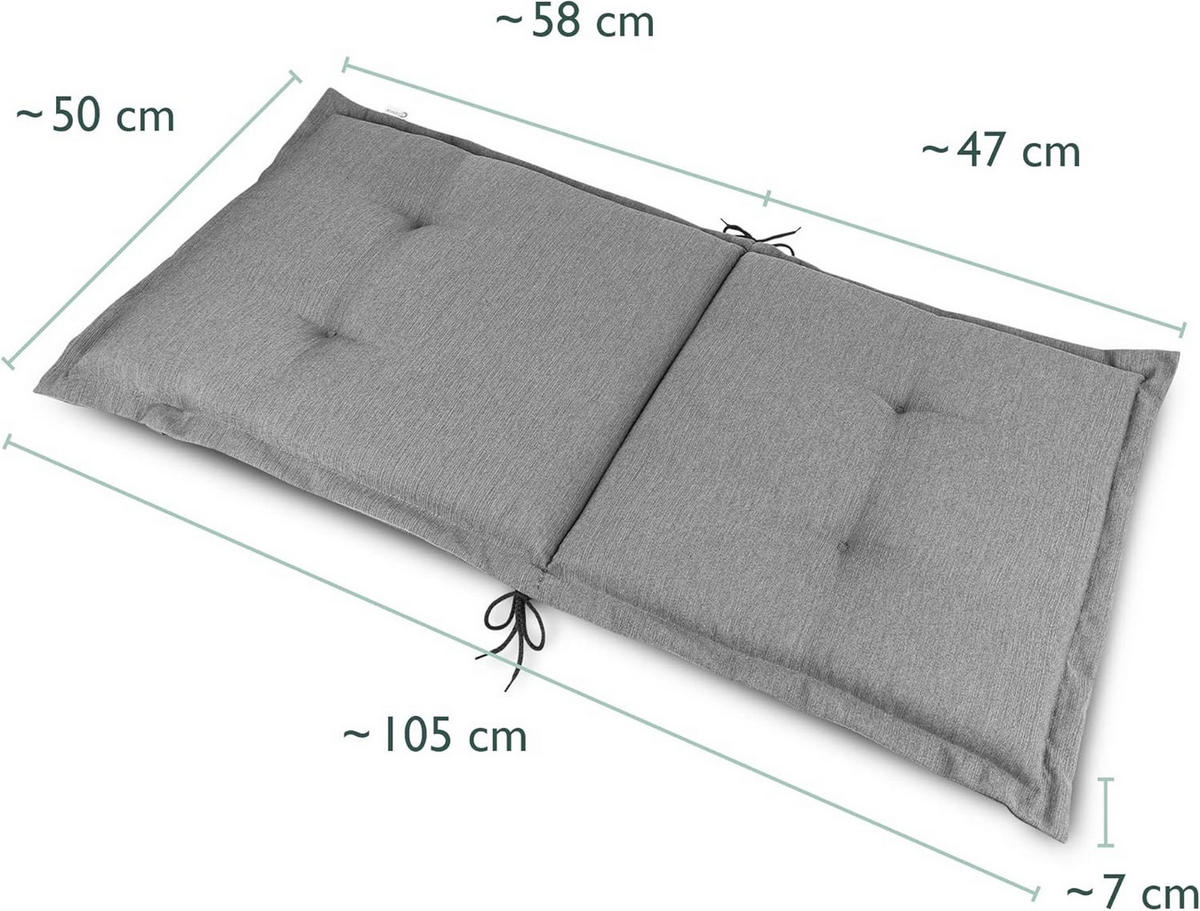 NIEDERLEHNERAUFLAGE Highlux HL 105x50x7cm Hellgrau (6tlg) - Hellgrau, Textil (50/7/105cm) - Beautissu 