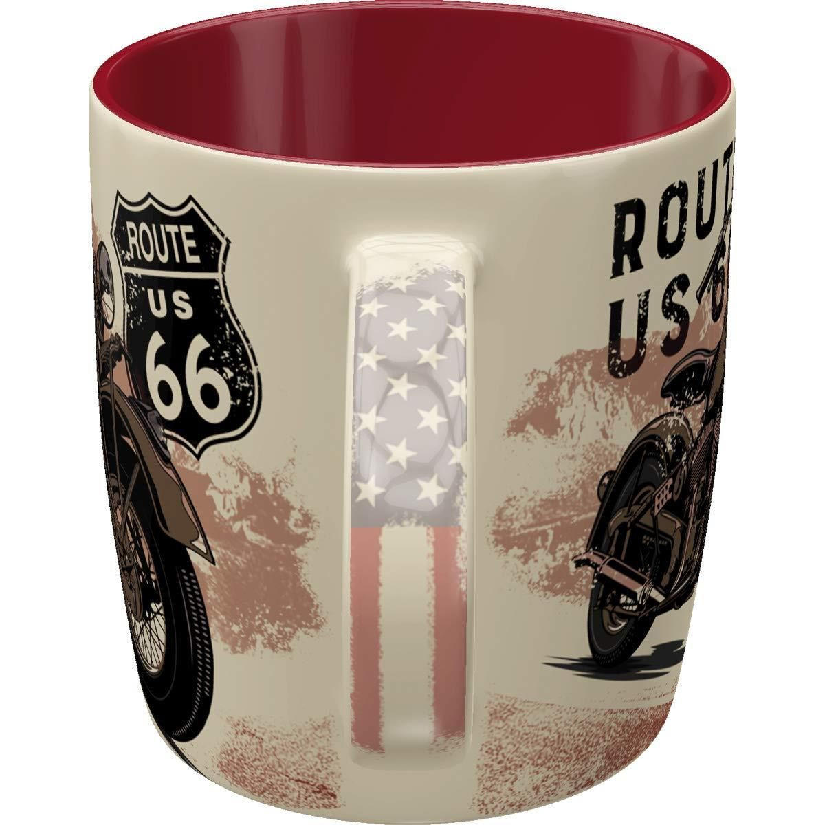 KAFFEETASSE 330 ml US Highways Route 66 Bike Map - Multicolor, Keramik (0.33L) - Nostalgic-Art