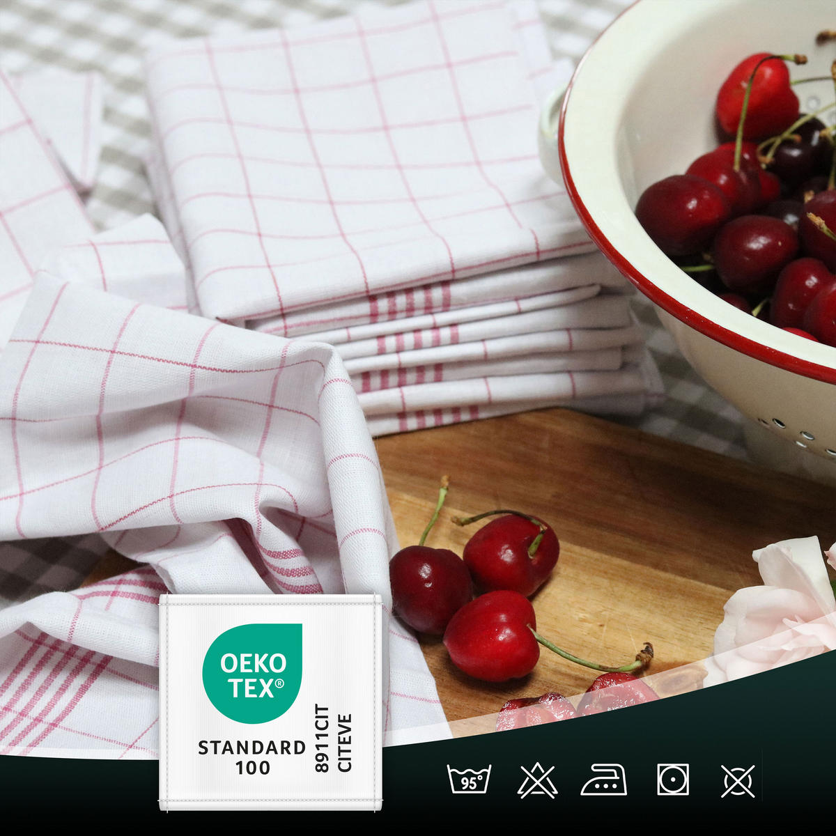 GESCHIRRTÜCHER, 5er-Set, 50x70 cm, 50% Baumwolle, 50% Leinen, Rot - Rot, Textil (50/70cm) - Zollner