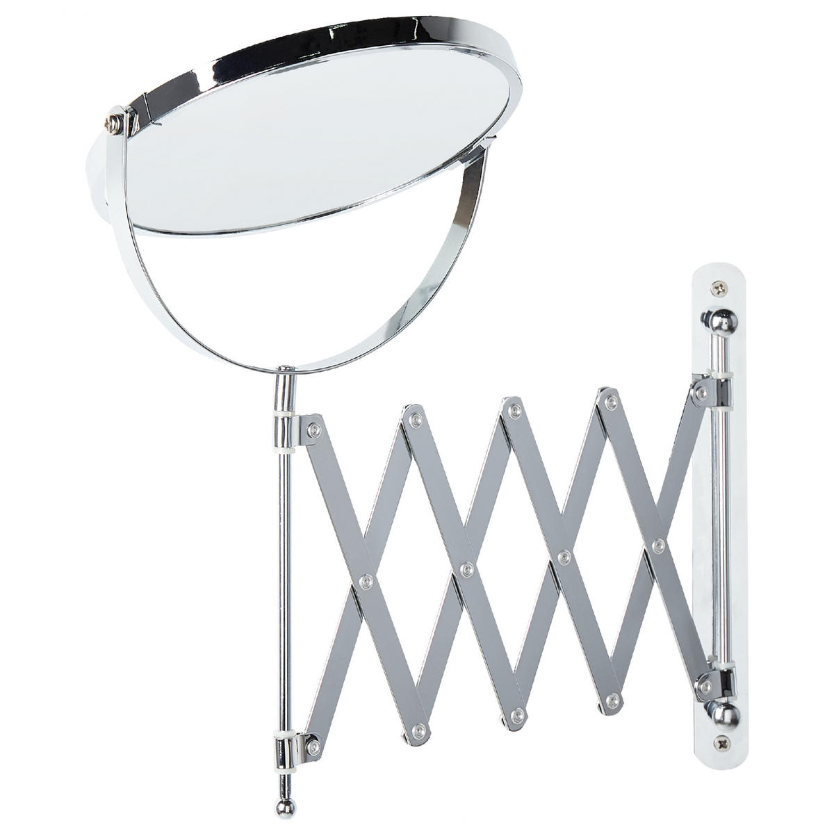 WANDSPIEGEL mit Ausziehfunktion 19 cm Silber Yvelines - Silberfarben, Metall (5/57/36cm) - Beliani