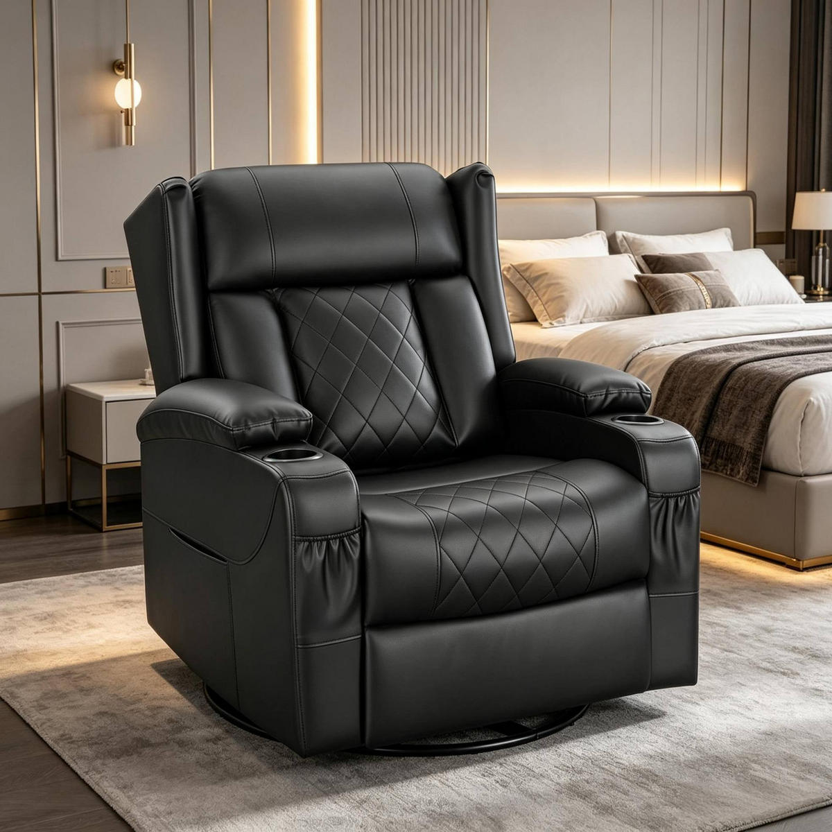 RELAXSESSEL in Schwarz 94,5x87x103,5 cm mit Dreh- und Wippfunktion - Schwarz, Textil (87/103.5/94.5cm) - IVMEU