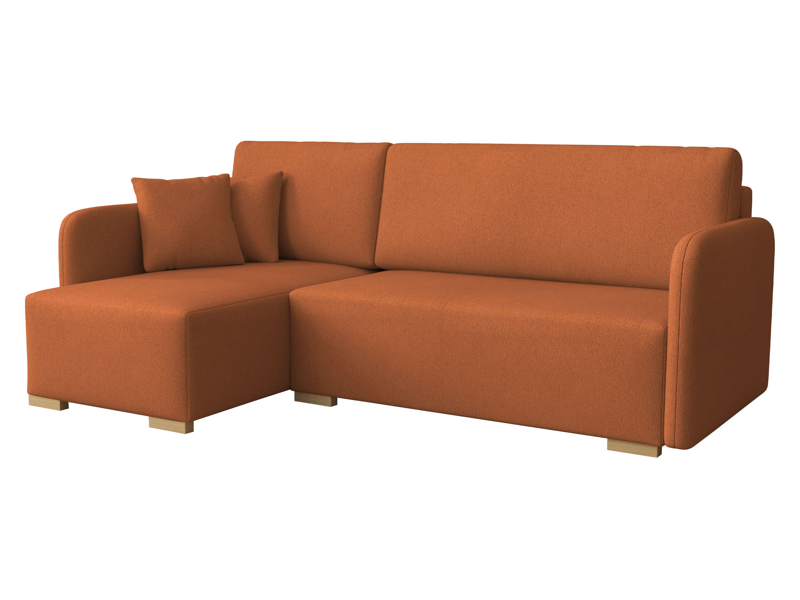 ECKSOFA Como L - Naturfarben/Orange, Holz/Textil (220/140cm) - MIRJAN24