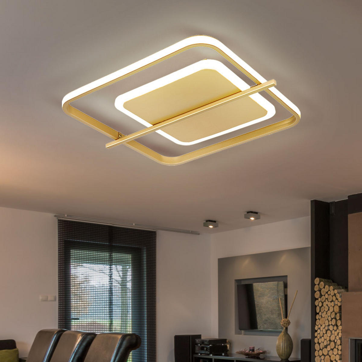 LED DECKENLEUCHTE Metall Goldfarben - Goldfarben, Metall (40/36/5cm) - Globo Lighting