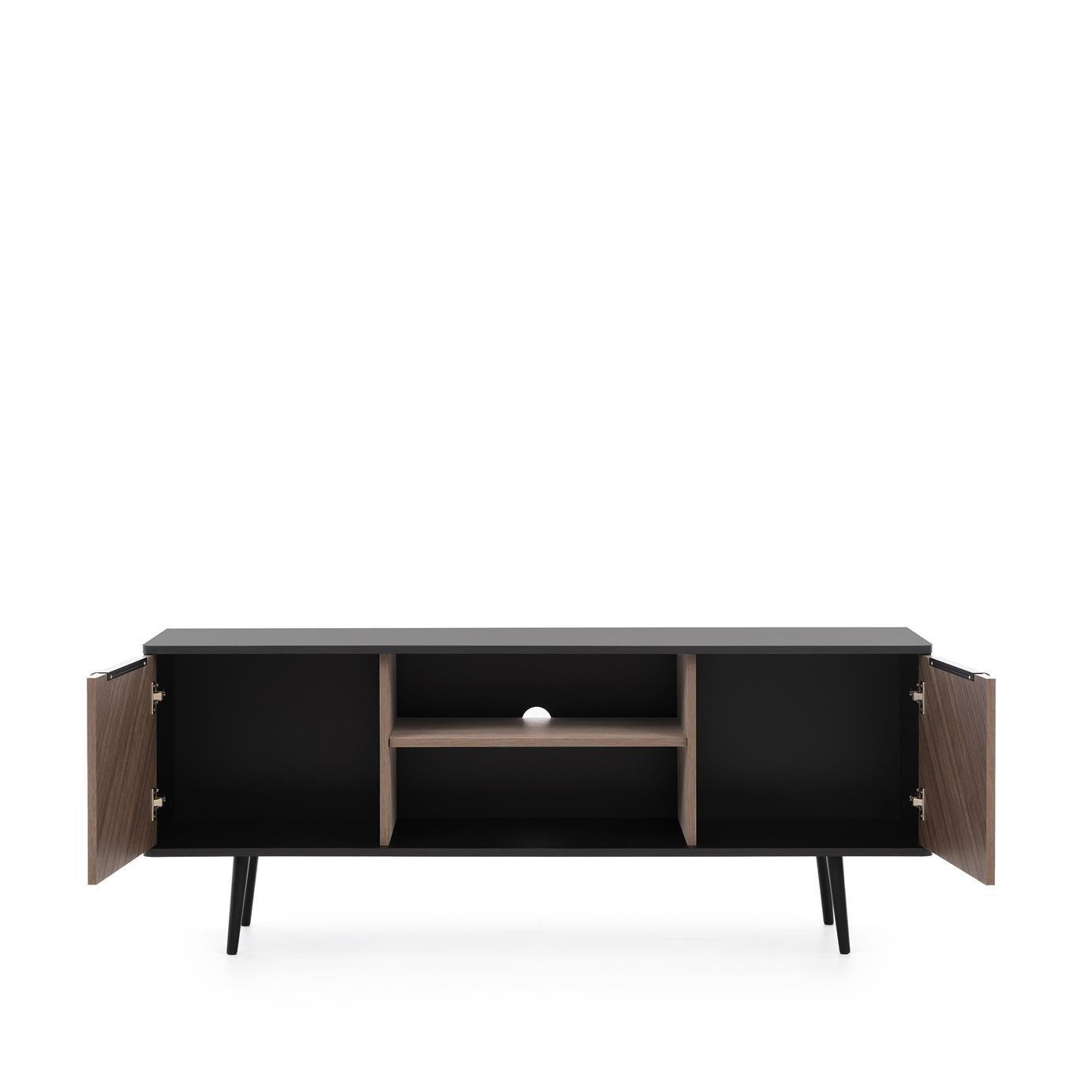TV-SCHRANK Elio Braun mit Graphit - Schwarz/Braun, Holzwerkstoff (150/60/41cm) - Bettso