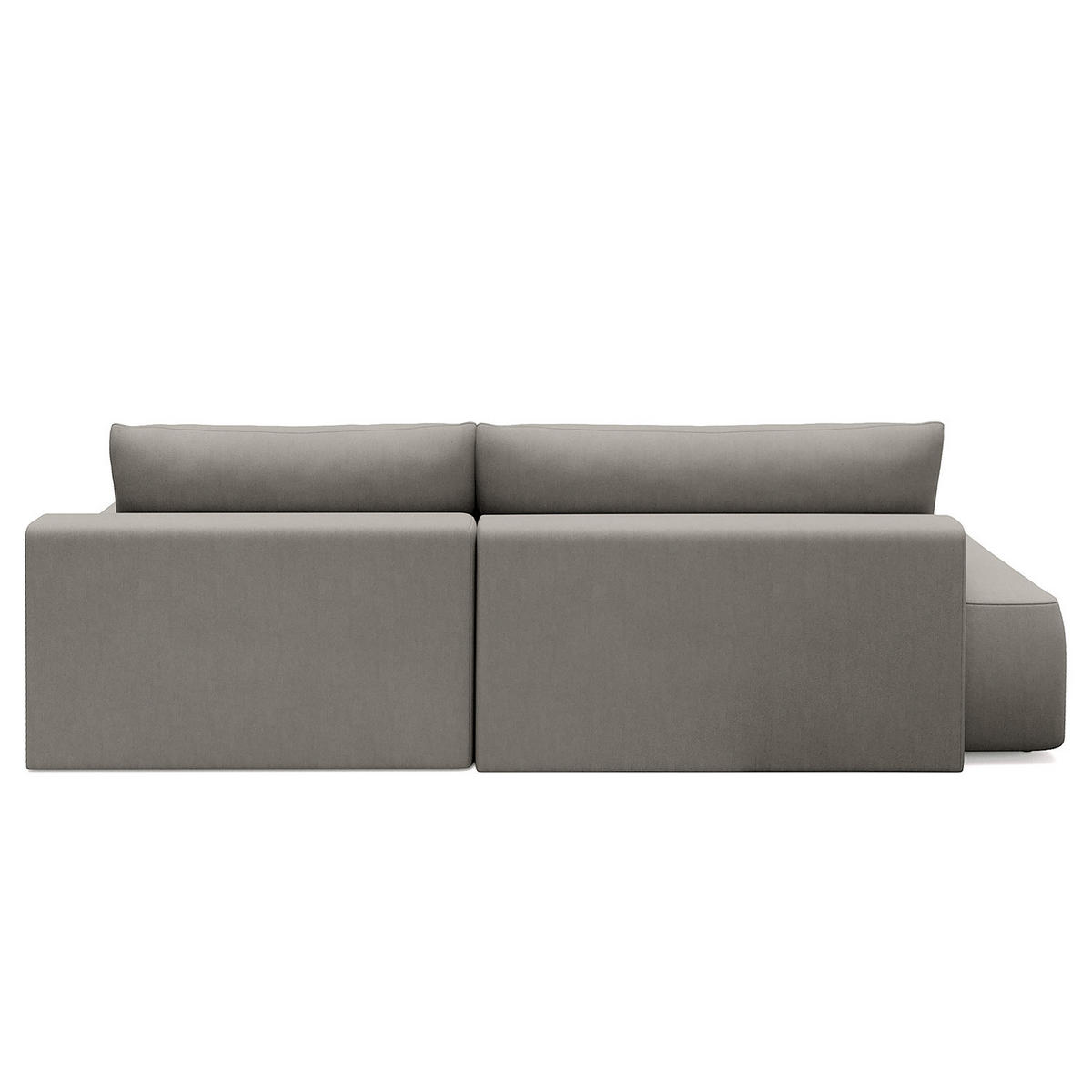 ECKSOFA mit Schlaffunktion - Longchair - Hellgrau/Schwarz, Kunststoff/Textil (253/167cm) - home24