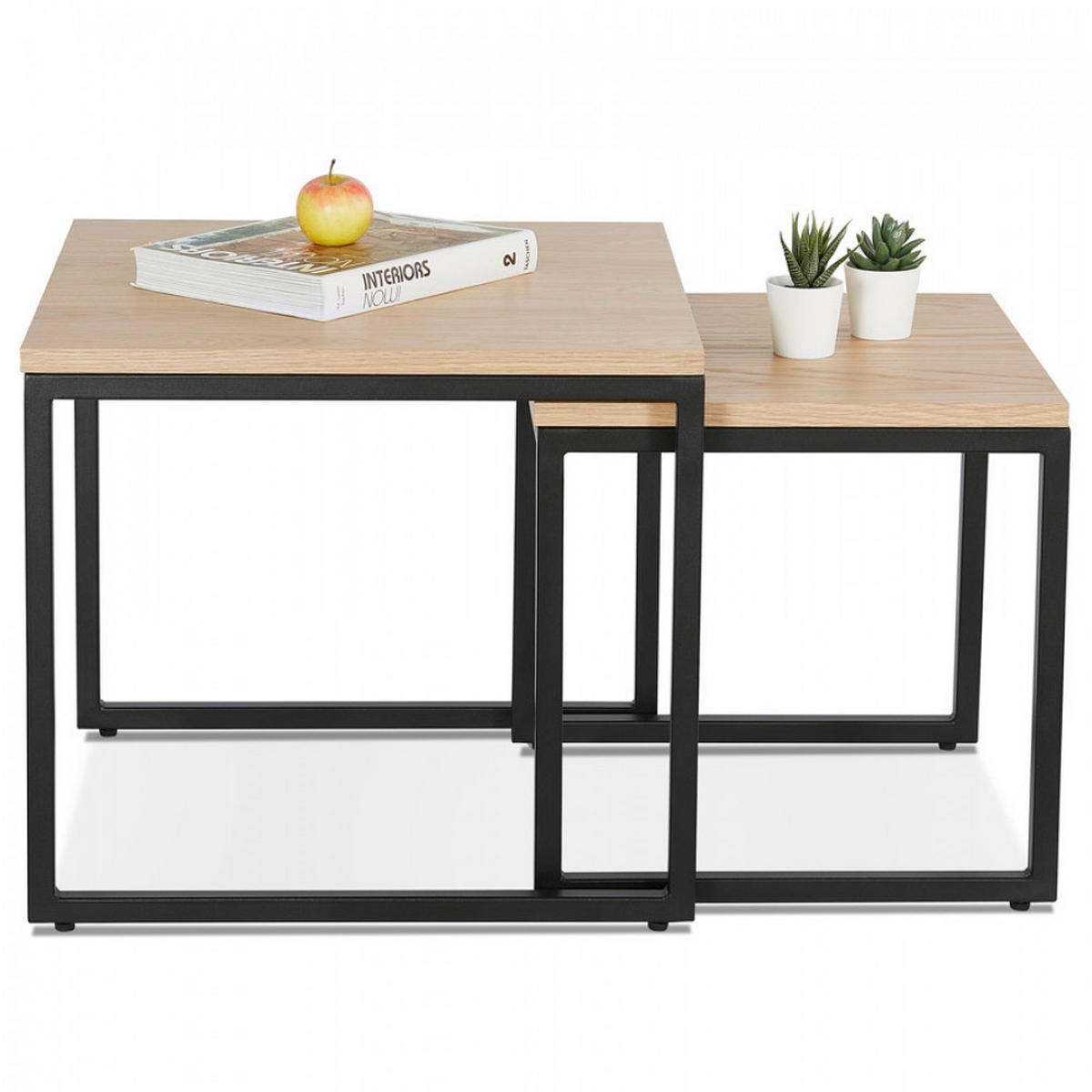 LOUNGETISCH Beige 50x50x45 cm - Beige/Schwarz, Holz/Metall (50/50/45cm) - AlterEgo
