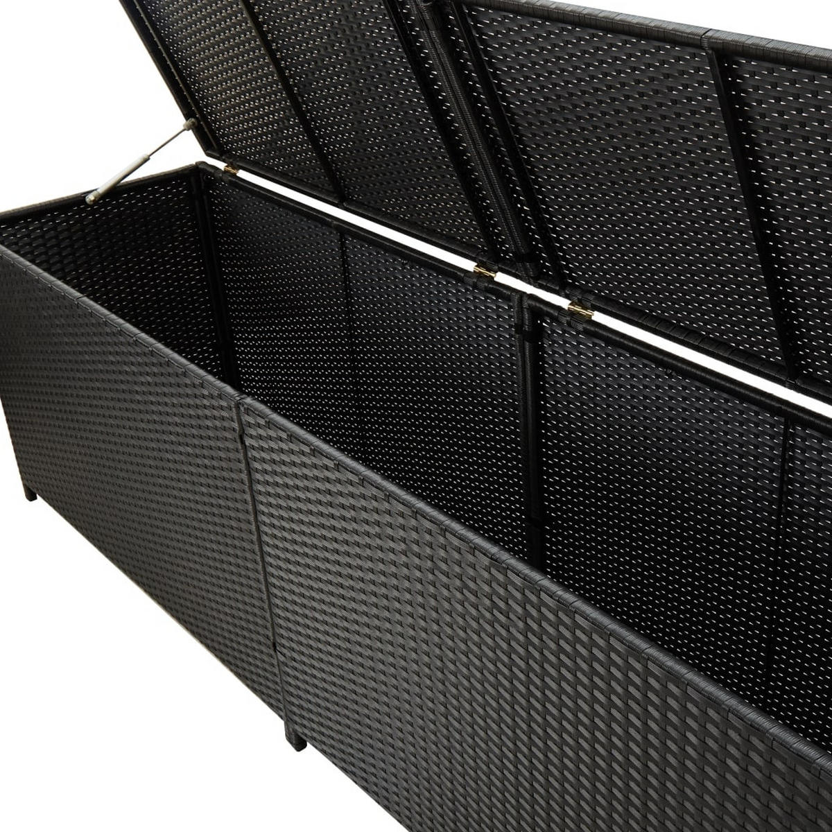GARTENBOX Poly Rattan 200x50x60 cm Schwarz - Schwarz, Holz (200/60/50cm) - furnicato