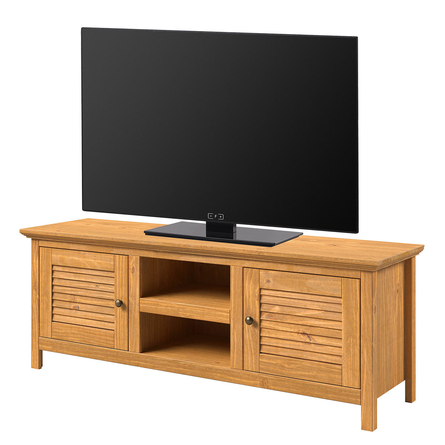 MASSIVES TV-LOWBOARD - Kiefer massiv - 150 cm - Braun/Kieferfarben, Holz/Metall (150/55/42cm) - home24