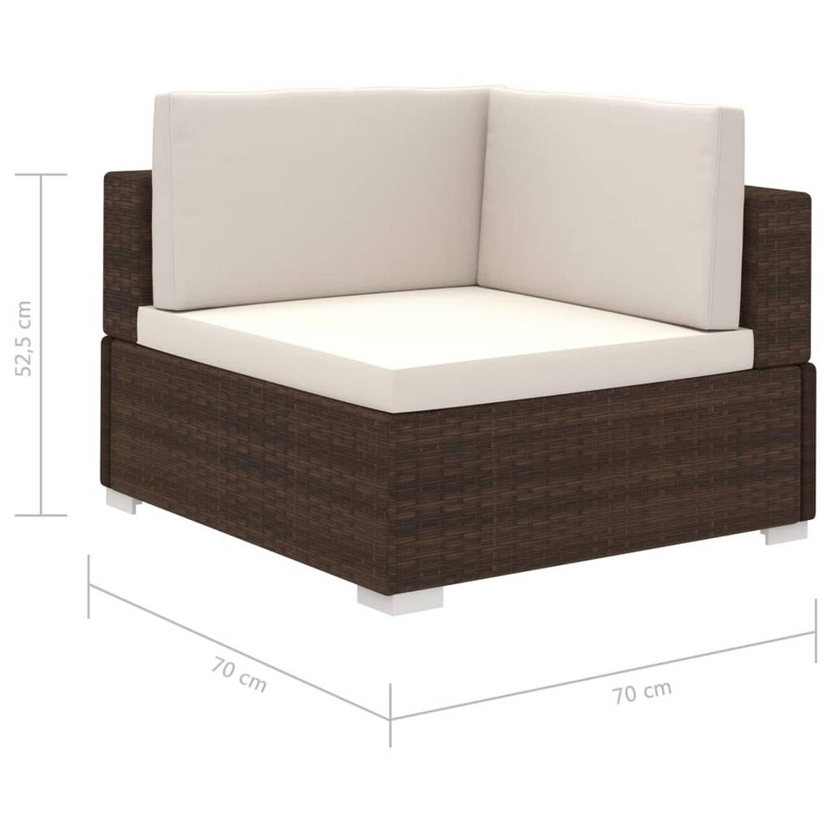 GARTEN-LOUNGE-SET Mit Auflagen 8-teilig Poly Rattan Braun - Creme/Braun, Kunststoff - vidaXL