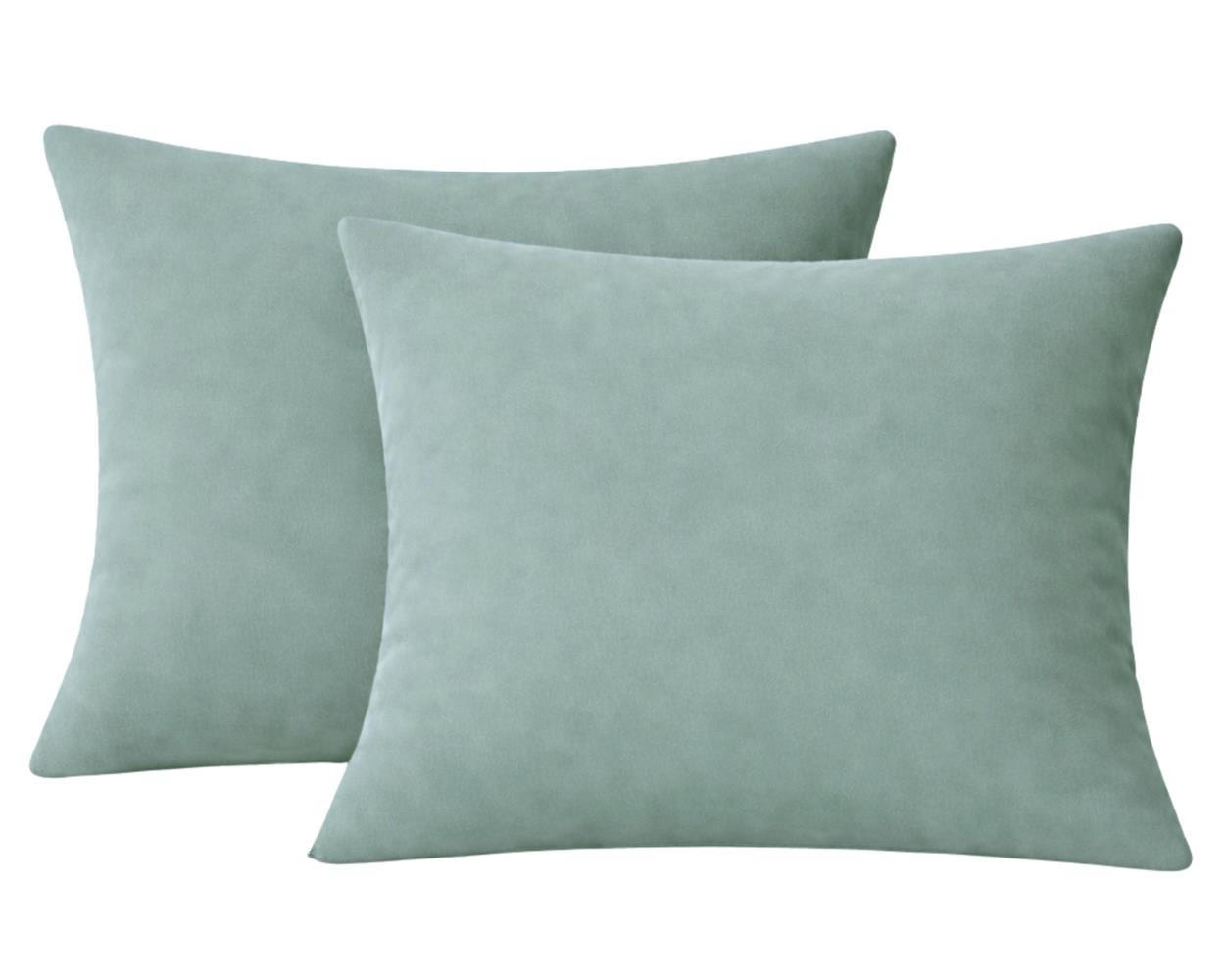 KISSENBEZUG Stone Washed 40x80 cm aus 100% Baumwolle, Renforce Kissenhülle 40 x 80 im 2er Set - Grau Grün - Dunkelgrün, Textil (80/40cm) - Carpe Sonno