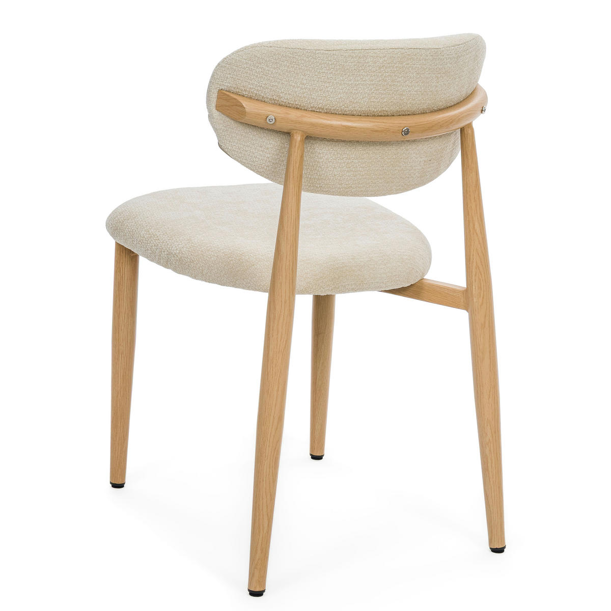 STUHL ALMO gepolstert Beine in Holzoptik - creme - Chenille - Eichefarben/Creme, Textil/Metall (47/77/54cm) - NEW HOME