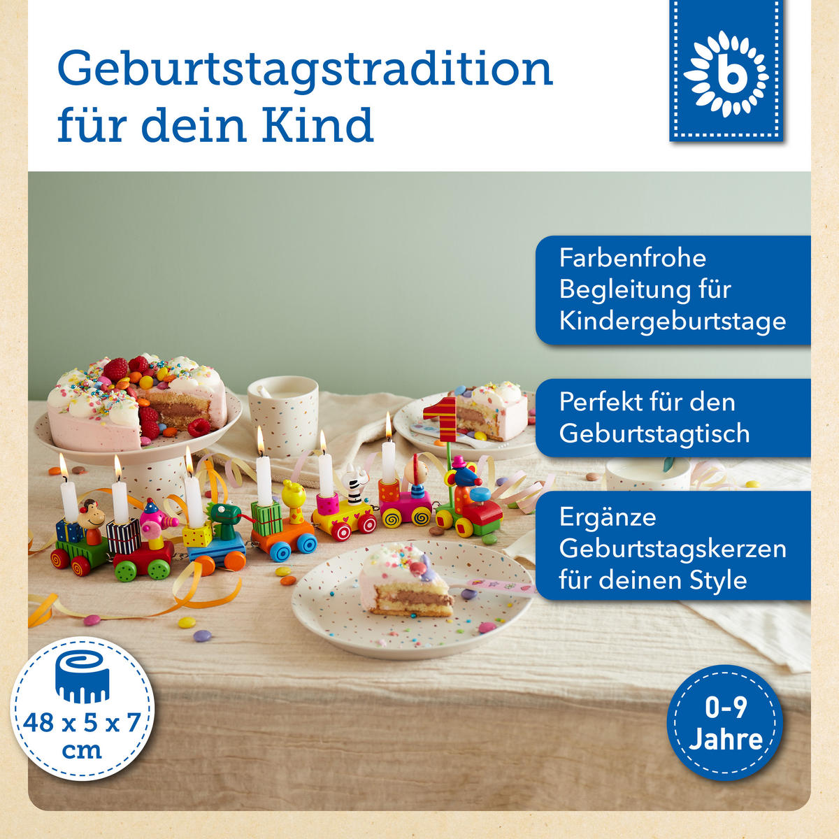GEBURTSTAGSZUG Holz Safari mit Zahlen 0- - Multicolor, Holz (5/48cm) - Bieco Spielwaren