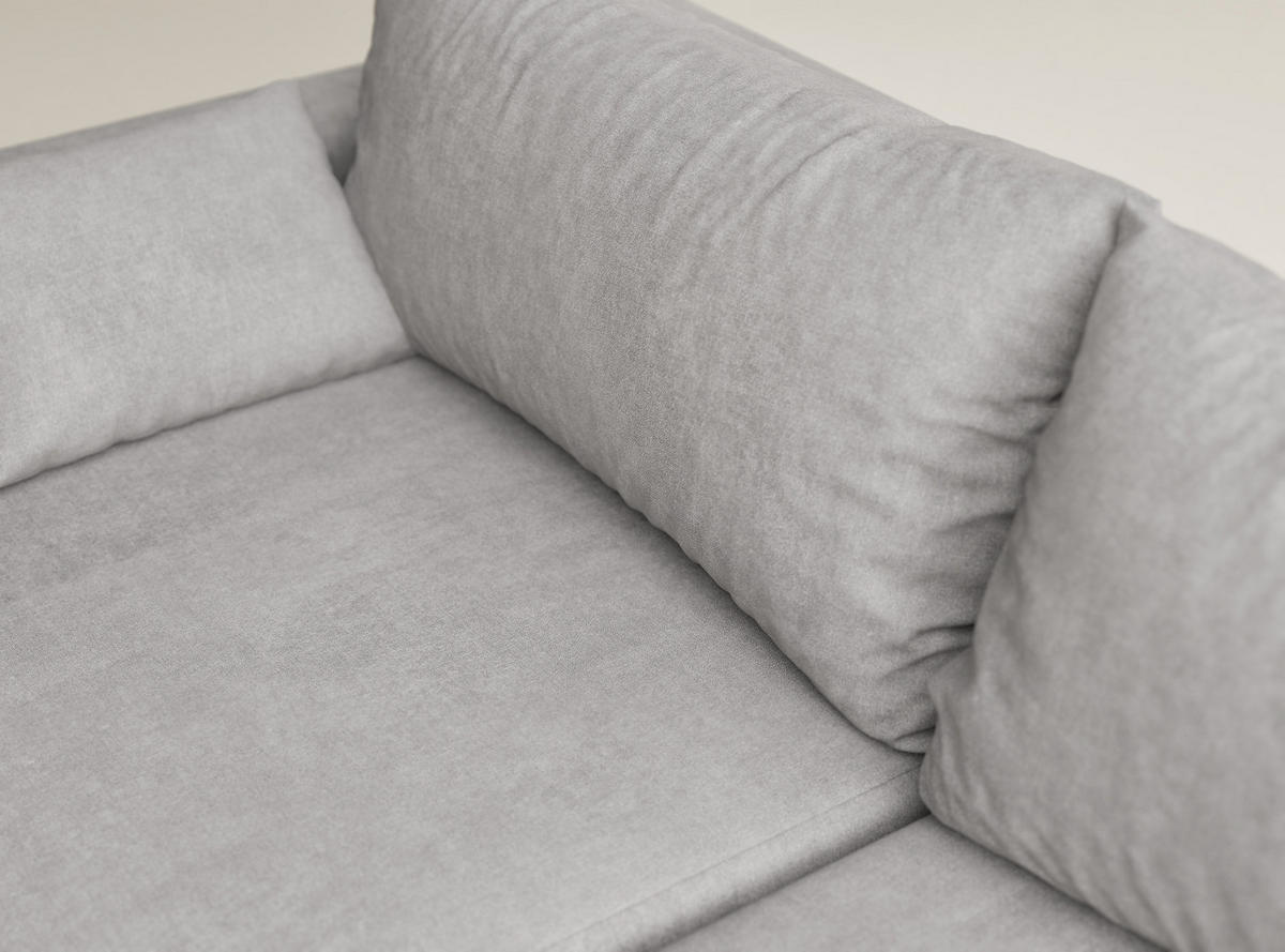 ECKSOFA MIT SCHLAFFUNKTION Leon Beige grau Webstoff - Greige/Schwarz, Holz/Holzwerkstoff (239/148cm) - Maison de Reve