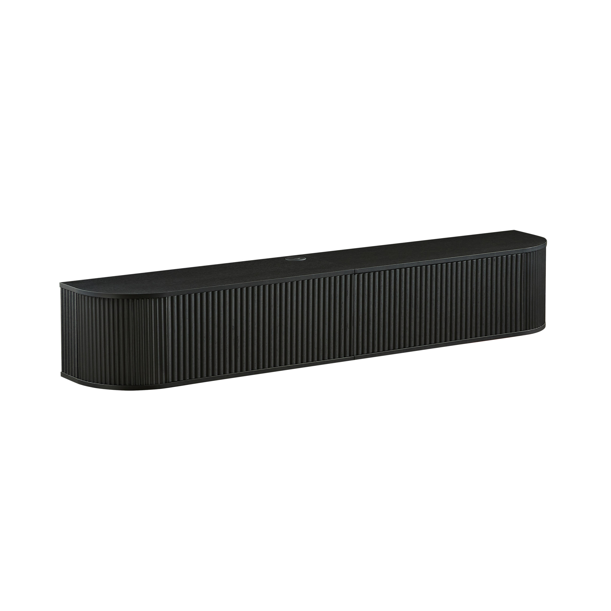 LOWBOARD DE-40522 Hängend mit Riffeltüren Schwarz - Schwarz, Holzwerkstoff (180/30/32cm) - ComfortXL