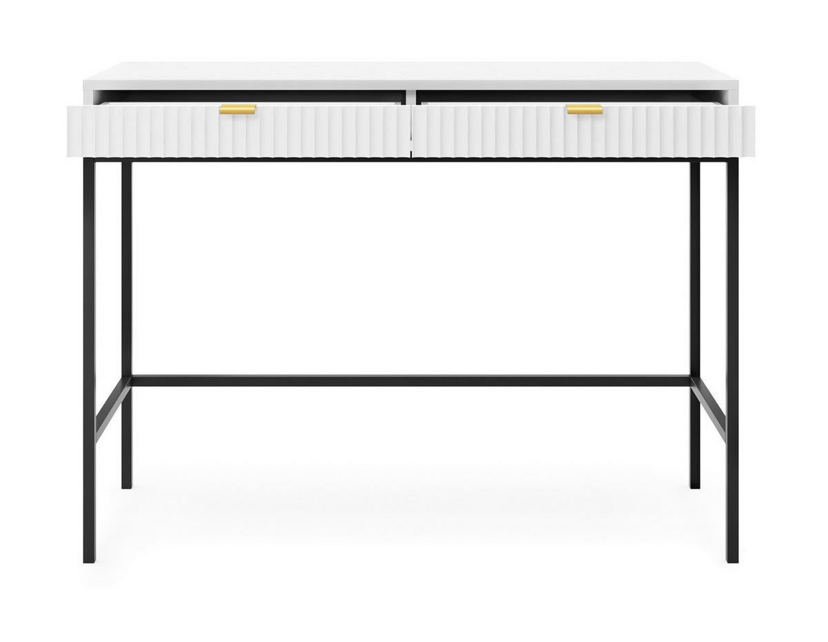 SCHMINKTISCH mit Schublade 100 cm Galla, Geriffelte Fronten, Weiß + Schwarz - Schwarz/Weiß, Holz (104/77/50cm) - Emporius