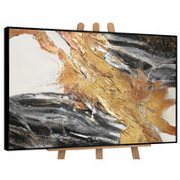 GEMÄLDE Goldene Symphonie II Schattenfugenrahmen Schwarz 140x100 cm - Schwarz, Holz (140/100cm) - YS-art gallery