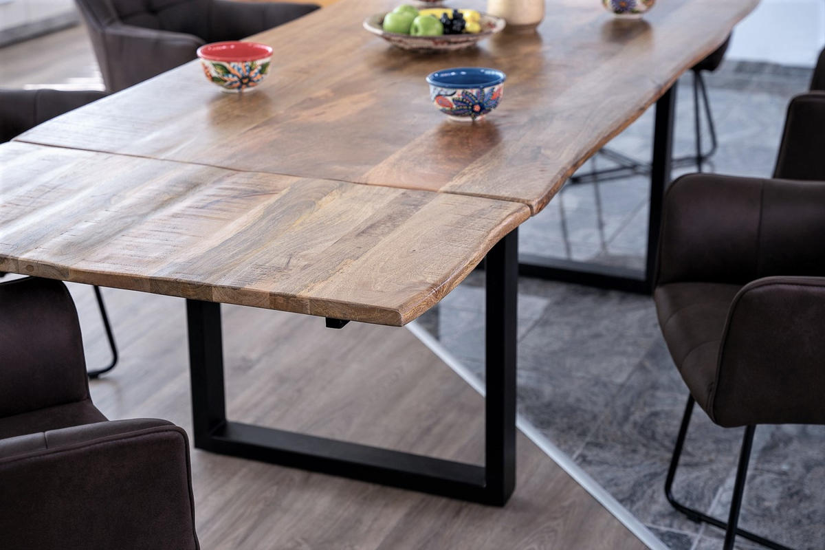 ESSTISCH NOAR - Beige/Schwarz, Holz/Metall (90/140/77cm) - SAM