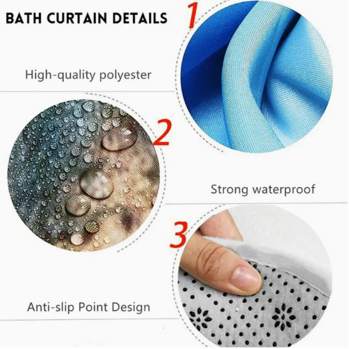 DUSCHVORHANG Badezimmer wasserdicht schimmelresistent bedruckt mit Haken 150 x 180 cm - Blau, Textil (150/180cm) - MCBOSON