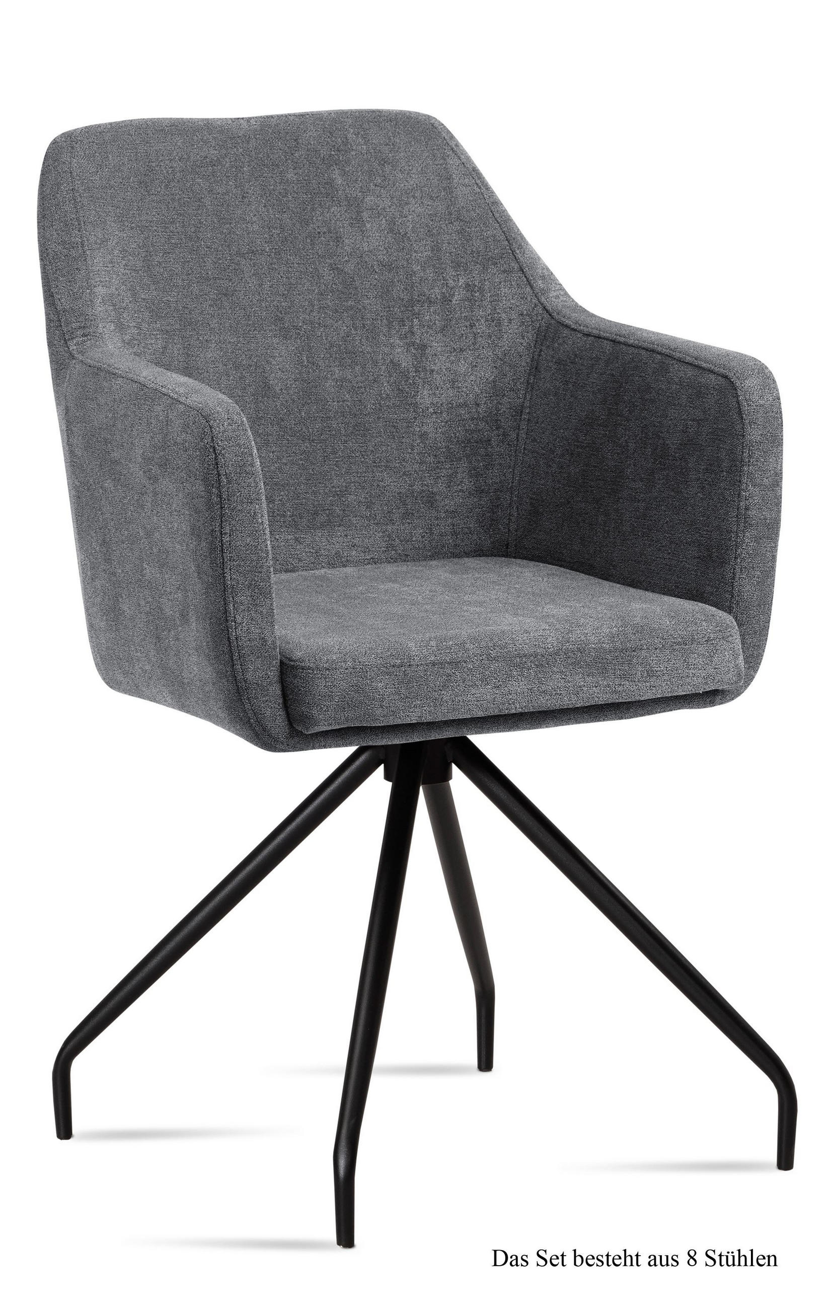 ARMLEHNSTUHL (8er-Set) Dijana 57x87x60 Schwarz/Grau - Schwarz/Grau, Kunststoff (60/87/57cm) - 58aufmkessel