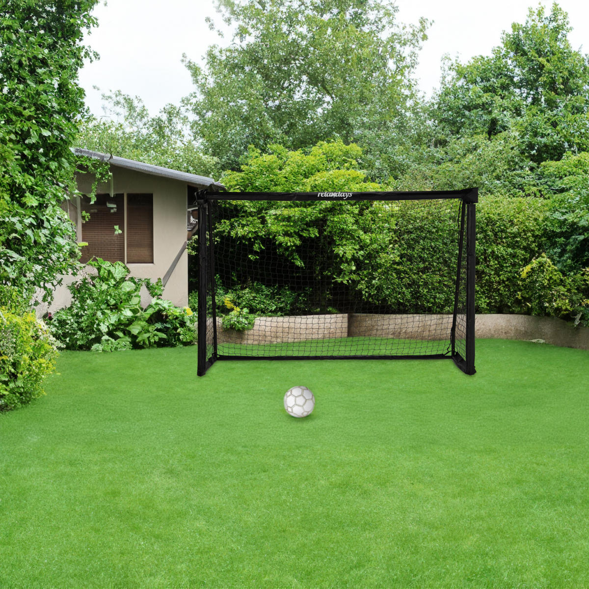 FUSSBALLTOR - Schwarz, Kunststoff/Metall (180/60cm) - Relaxdays