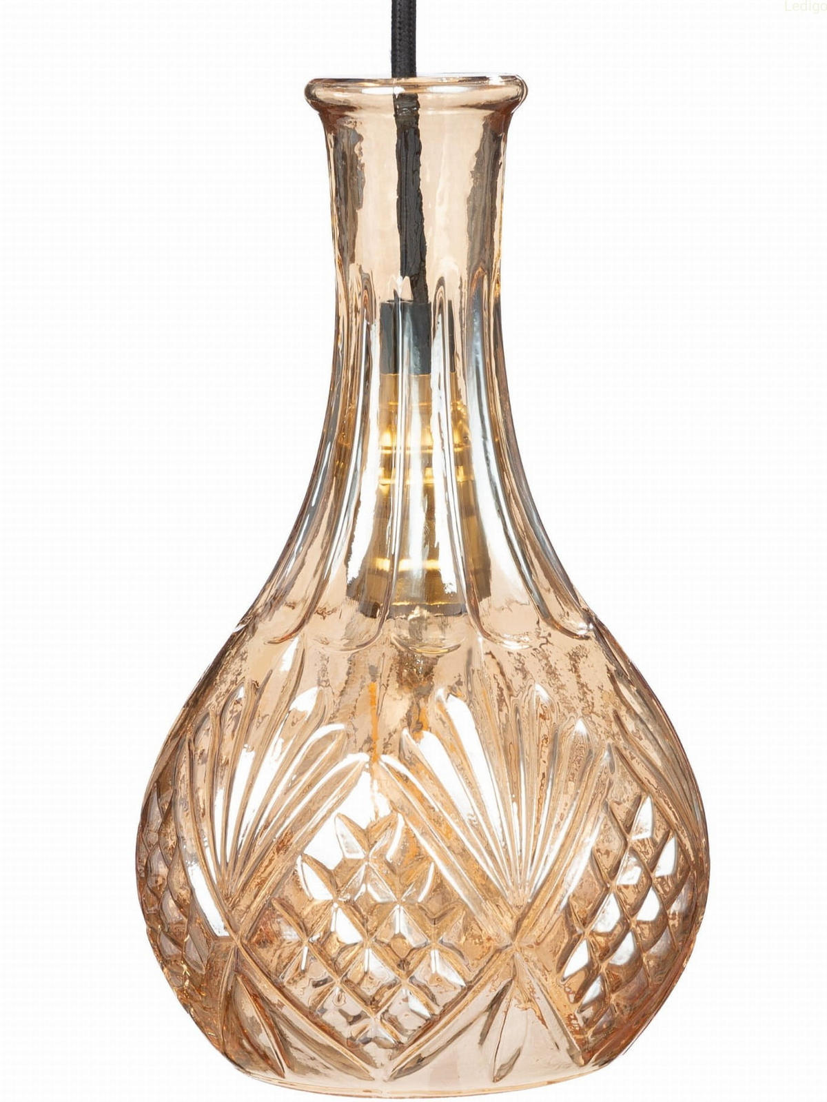 PENDELLEUCHTE Paris - Bernsteinfarben/Schwarz, Glas/Metall (13/13/103cm) - kiki design